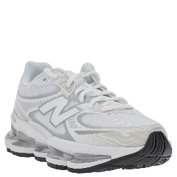 2000 White Low Top Sneakers with Logo Patch on the Side in Leather and Tech Fabric Unisex