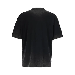 Black Crew neck T-shirt with maxi logo on the front and faded design in cotton for men