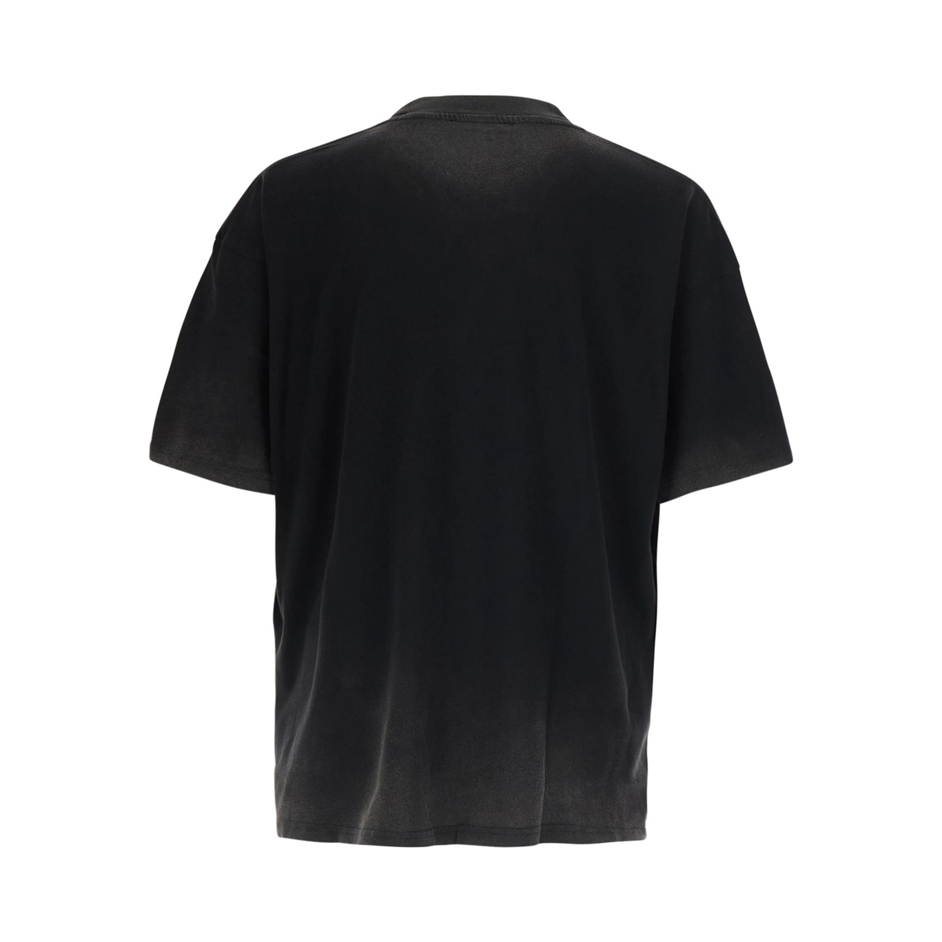 Black Crew neck T-shirt with maxi logo on the front and faded design in cotton for men