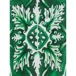 green T-shirt with all-over Maiolica print in cotton for men