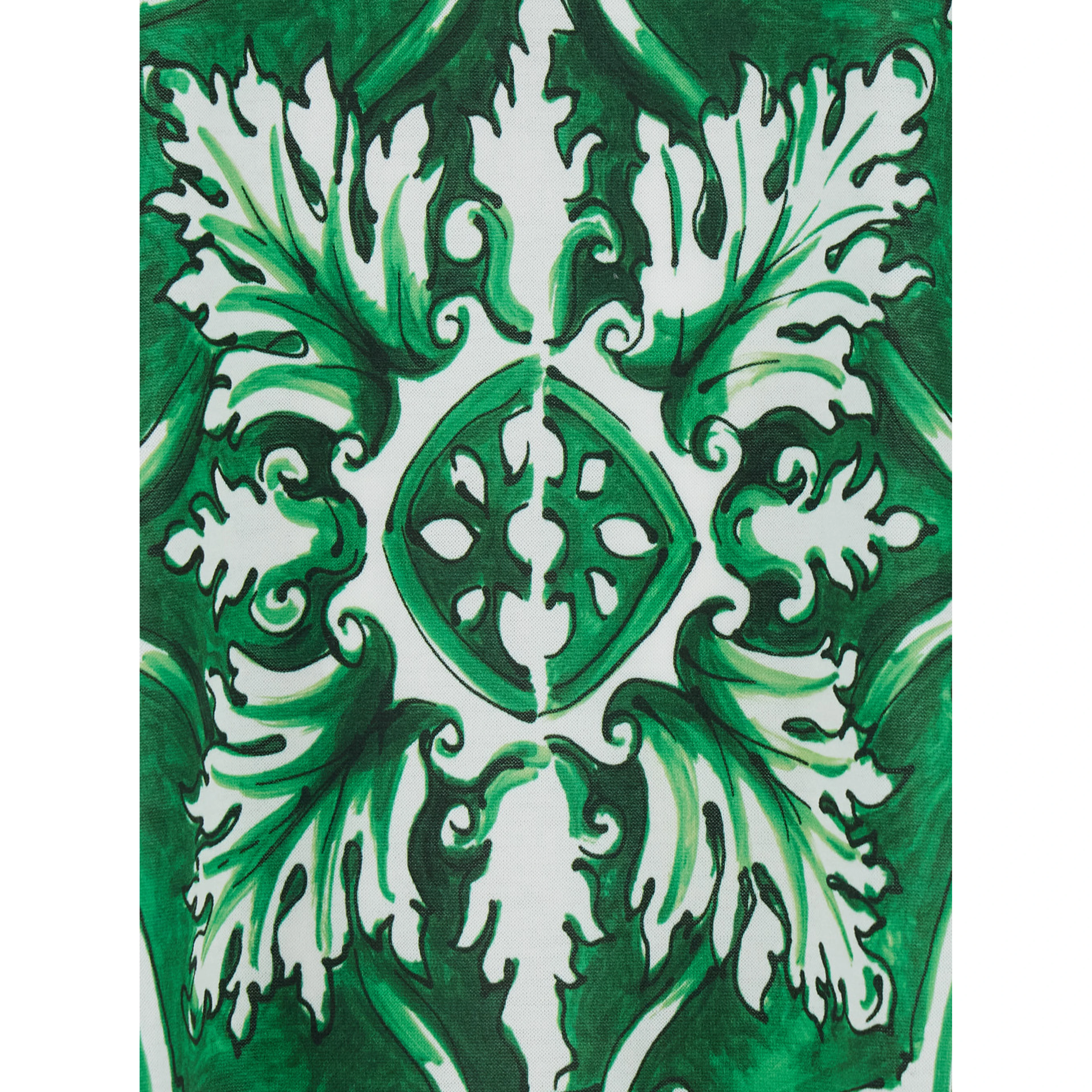 green T-shirt with all-over Maiolica print in cotton for men