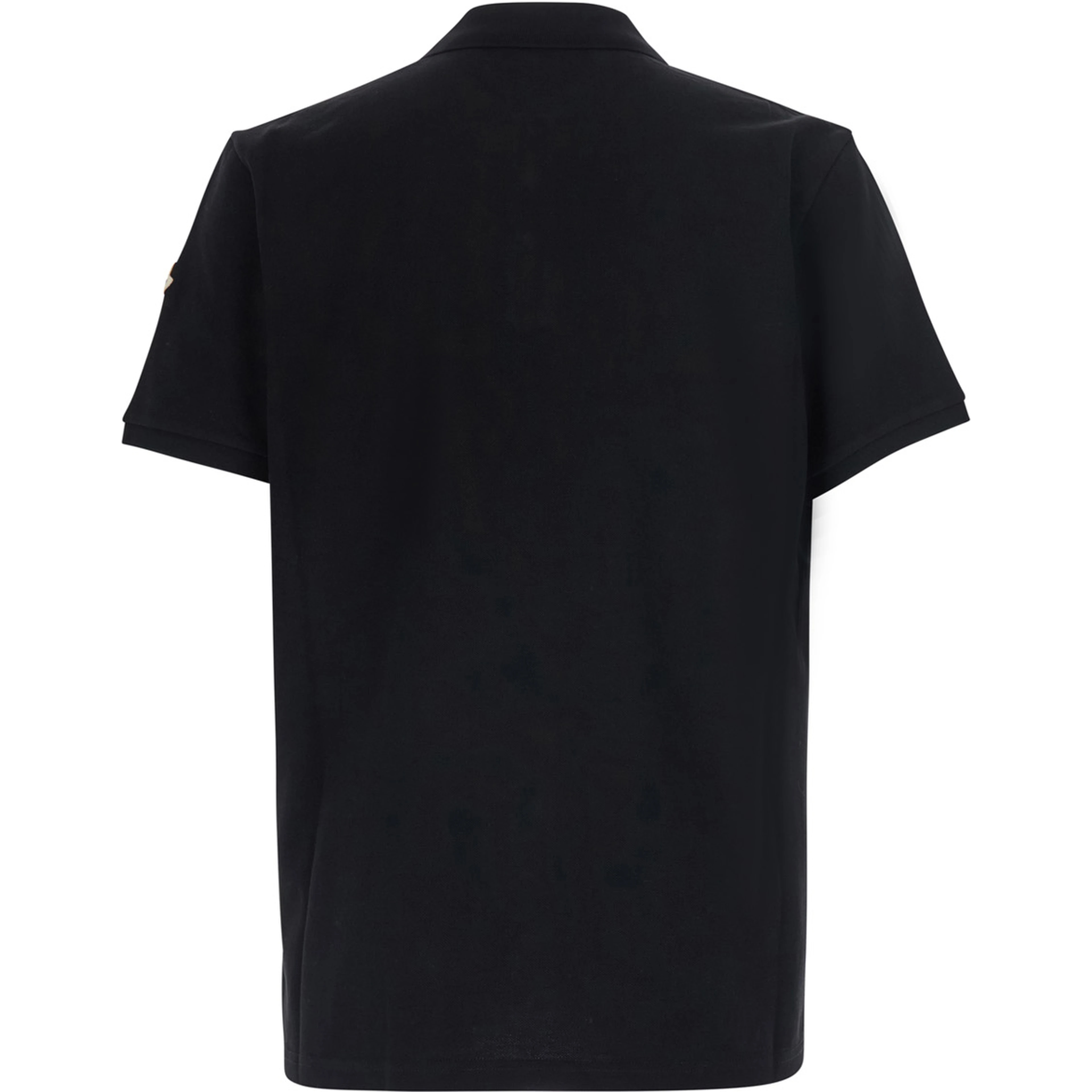 Black Polo Shirt with classic collar and logo patch on the sleeve in cotton for men