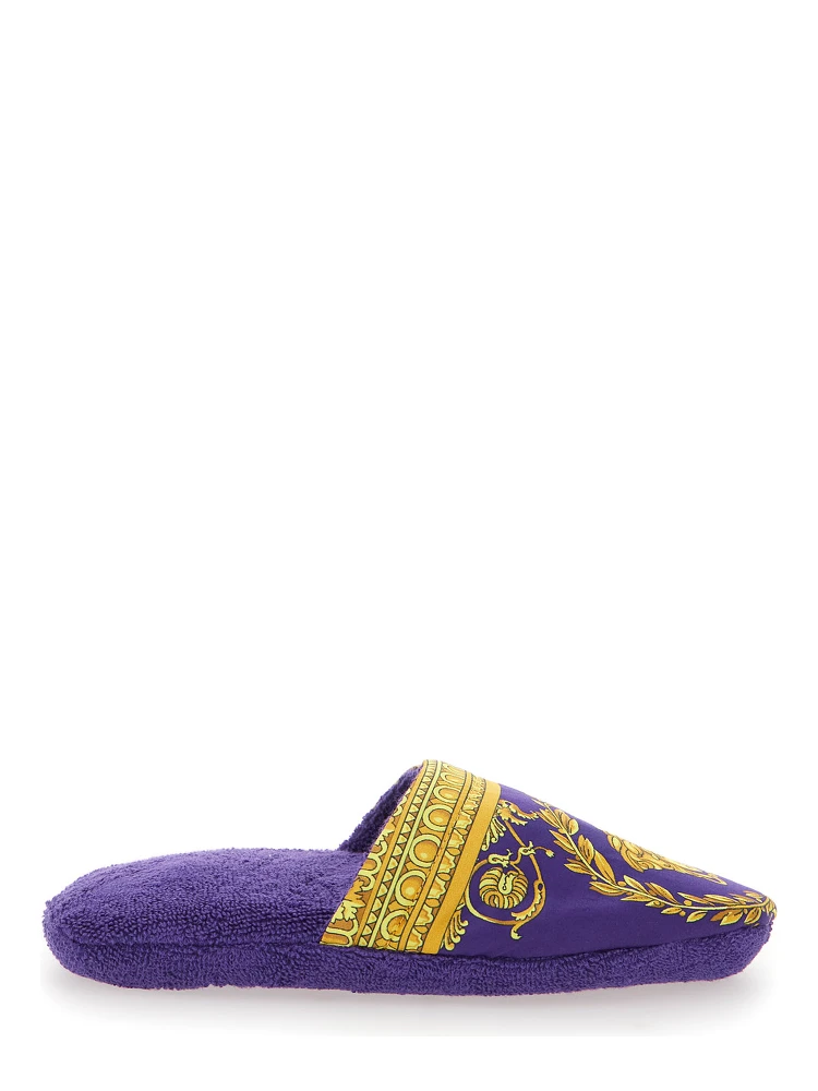 Purple Slippers with Baroque Print in Fabric home