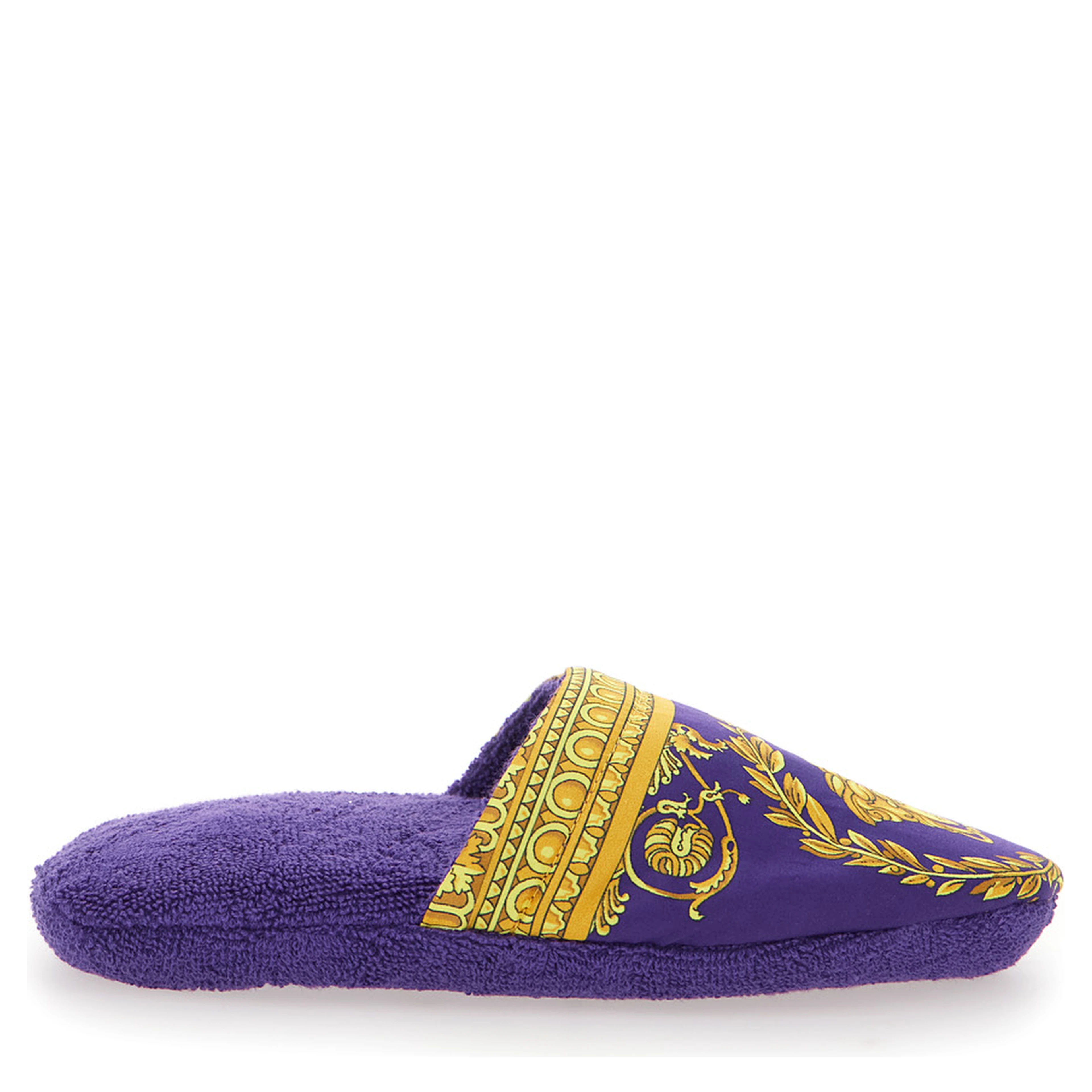 Purple Slippers with Baroque Print in Fabric home