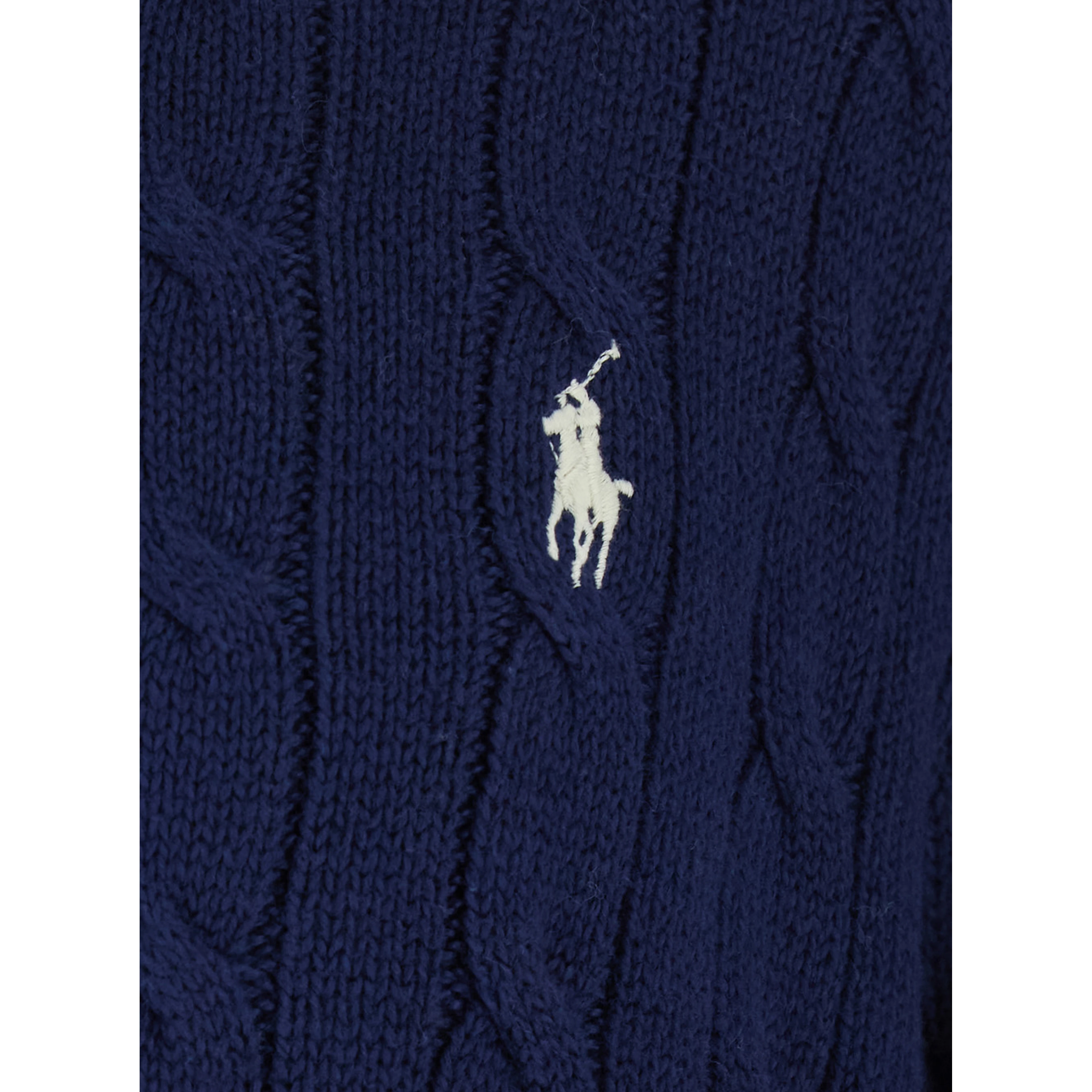 Blue Hooded Cardigan with Drawstring Hood and Pony Patch on the Front in Cotton for Men