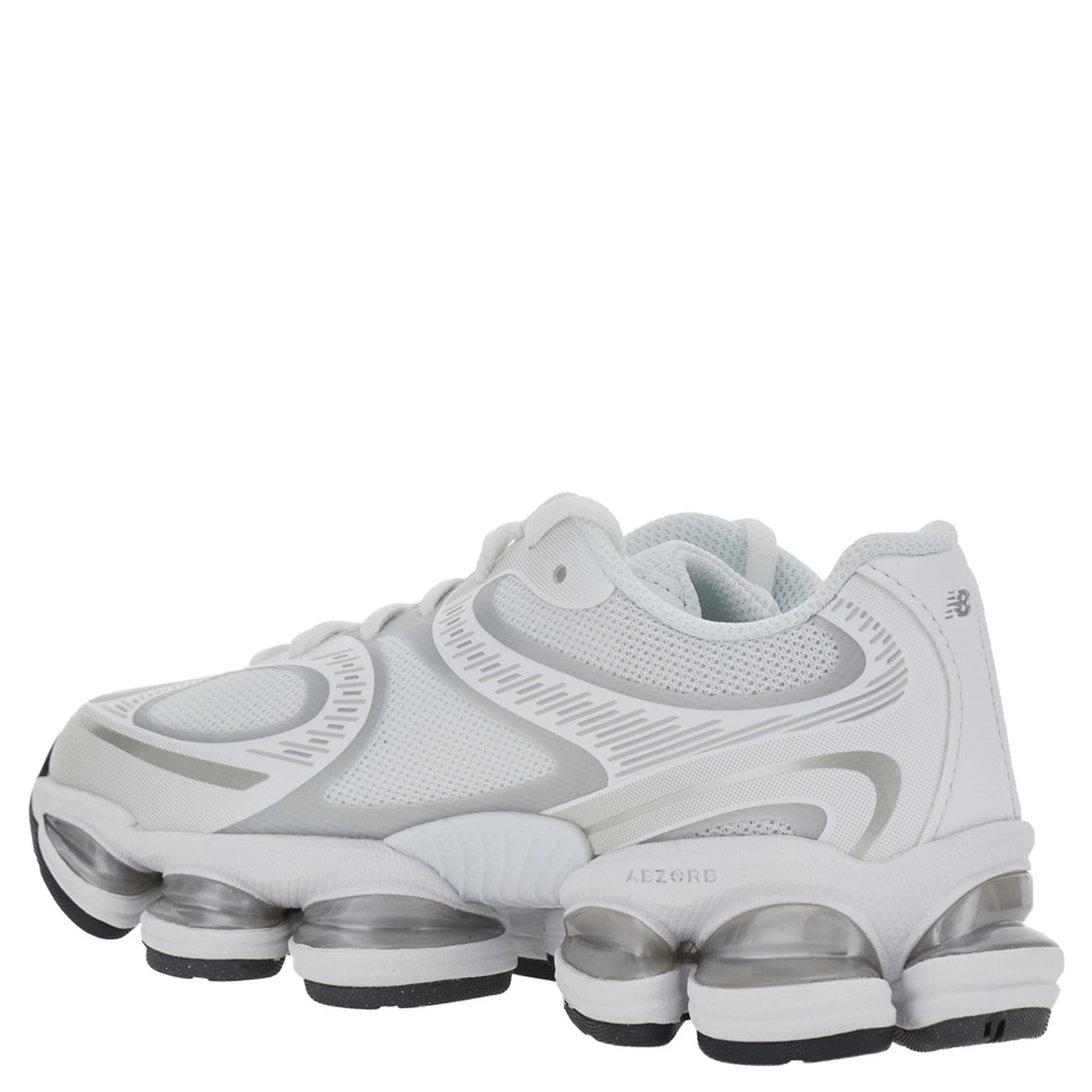 2000 White Low Top Sneakers with Logo Patch on the Side in Leather and Tech Fabric Unisex