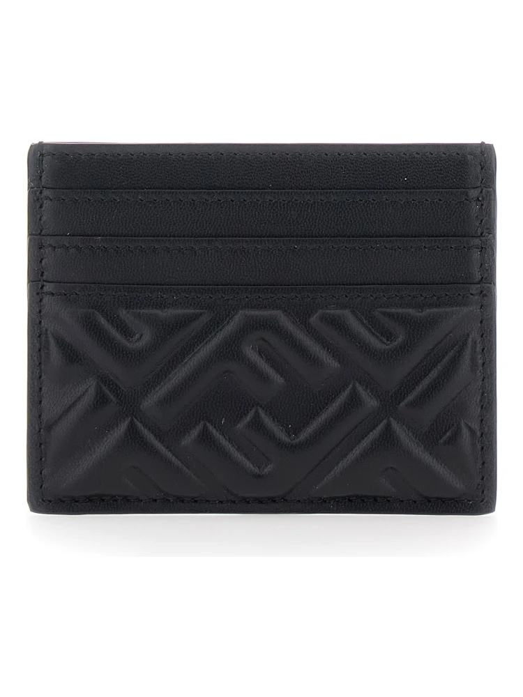 Card holder with FF Motif in Black Leather for Women