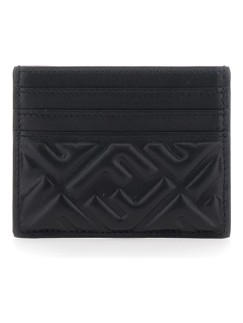 Card holder with FF Motif in Black Leather for Women