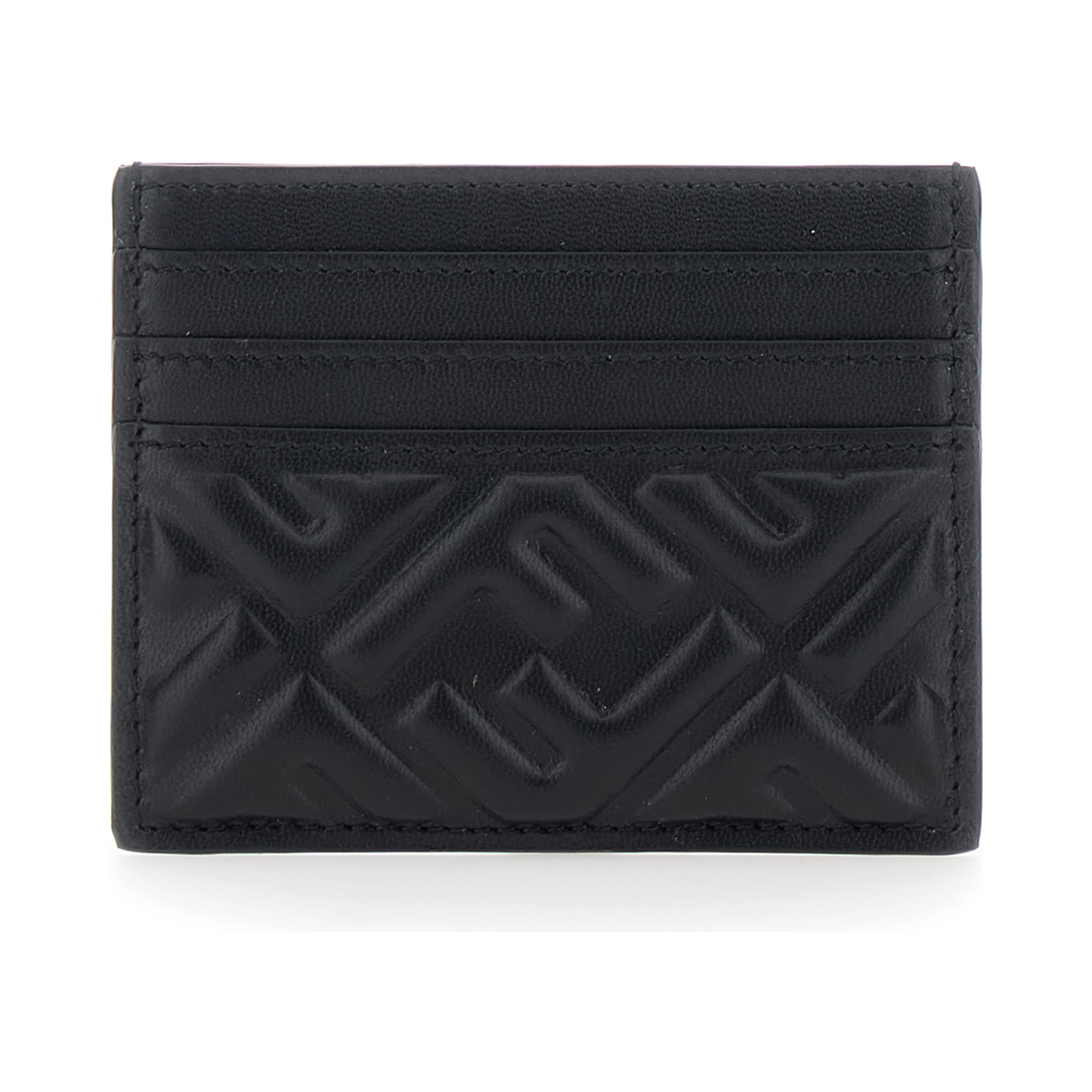 Card holder with FF Motif in Black Leather for Women