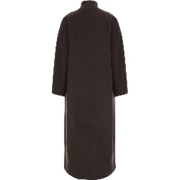 Brown Jacket with asymmetric front closure and front slit in  wool blend for women