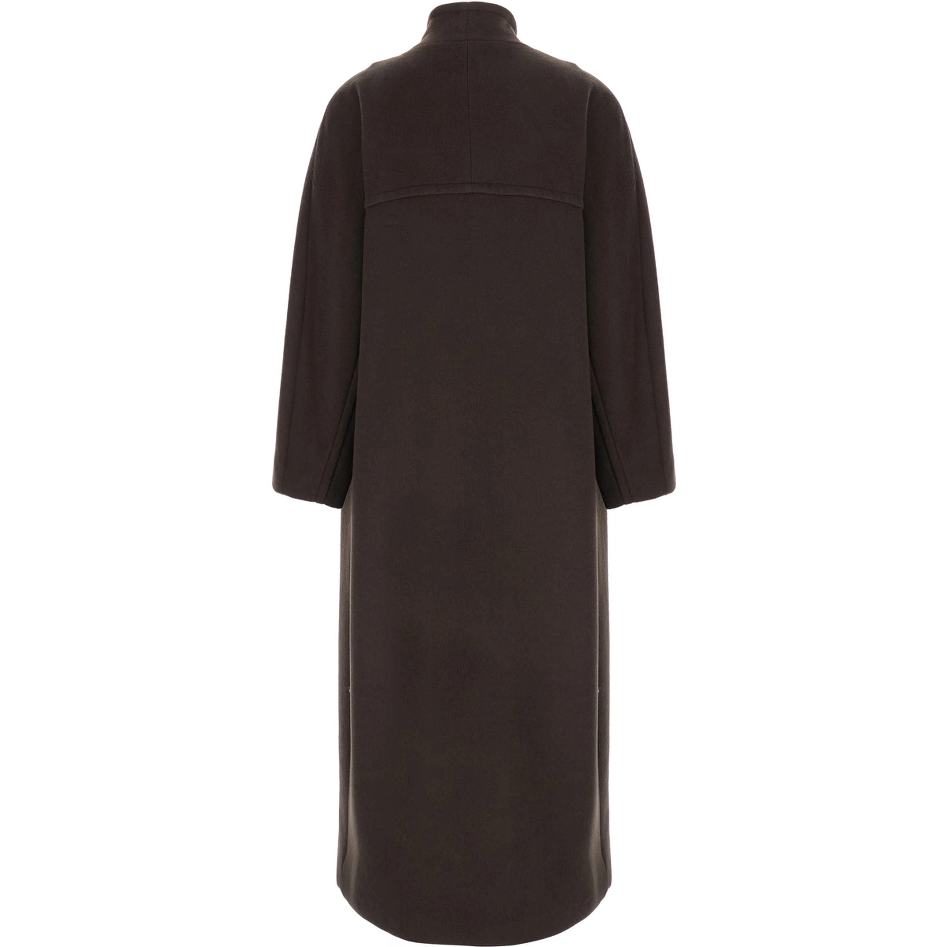 Brown Jacket with asymmetric front closure and front slit in  wool blend for women