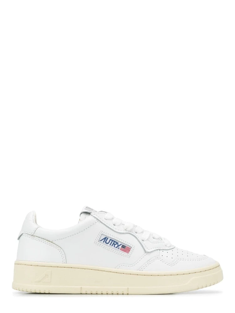 Low Sneakers Medalist with Side Logo in White Leather Women