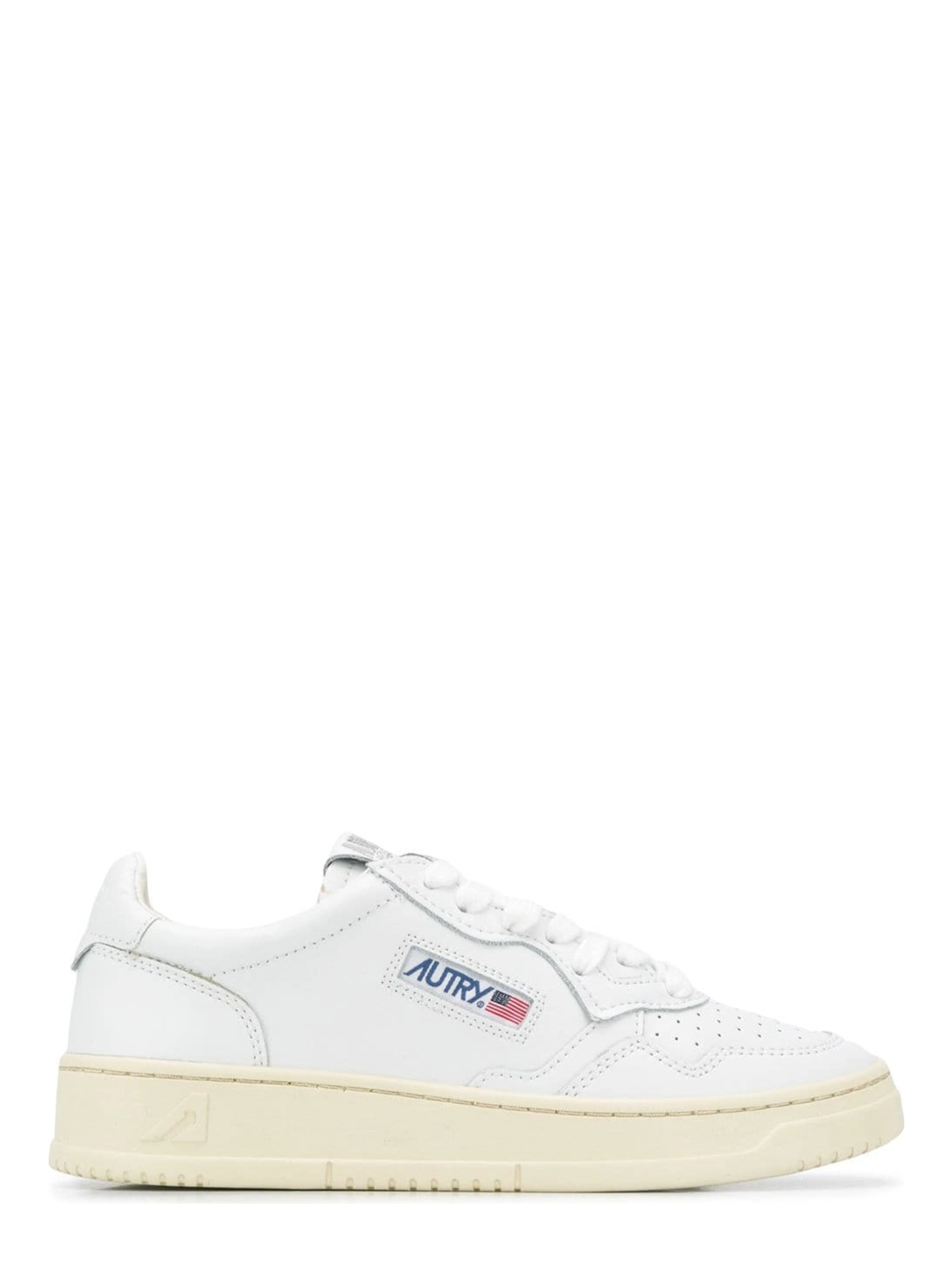 Low Sneakers Medalist with Side Logo in White Leather Women