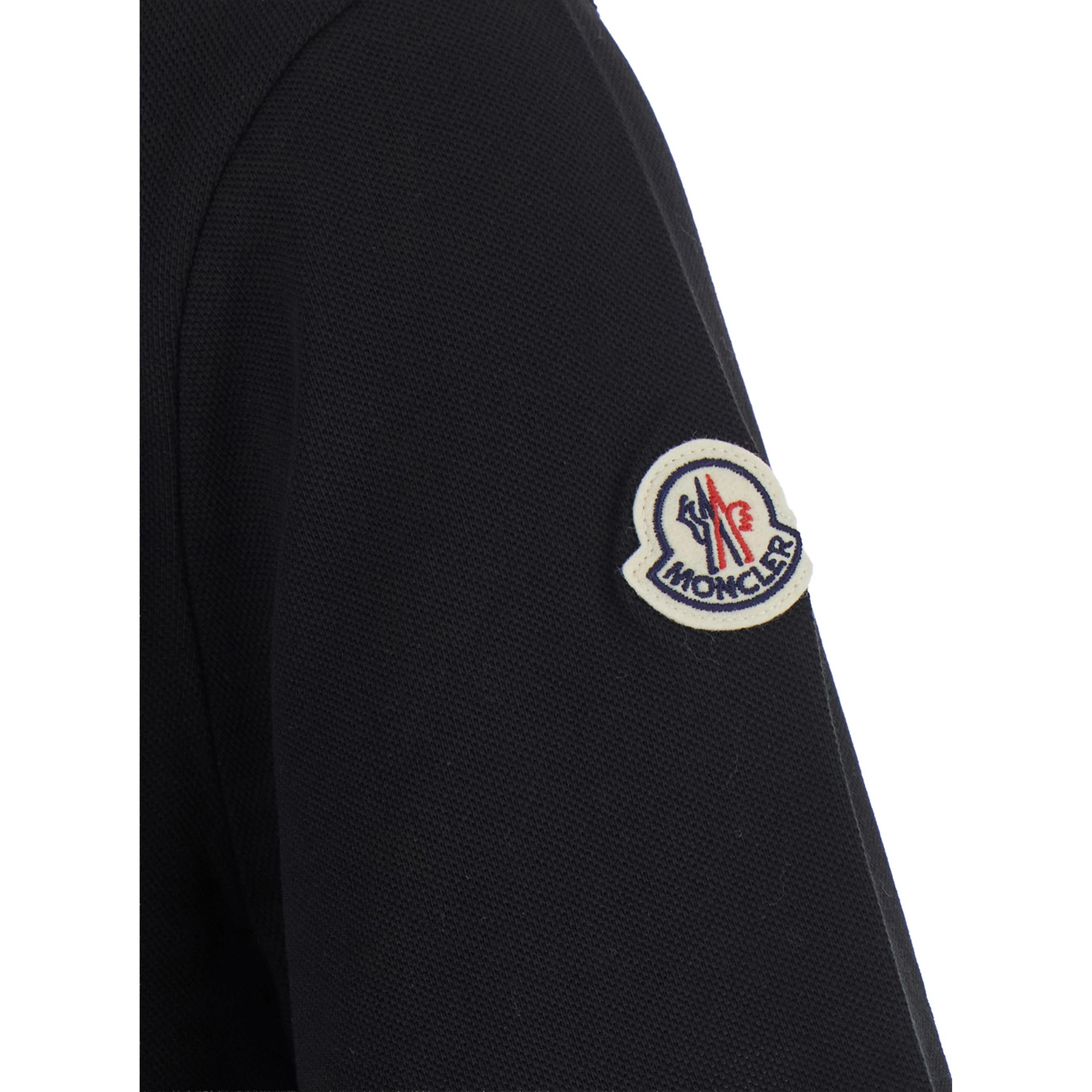 Black Polo Shirt with classic collar and logo patch on the sleeve in cotton for men