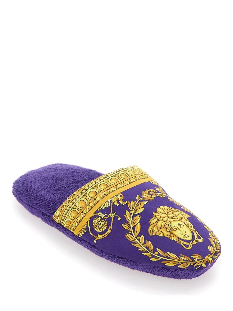 Purple Slippers with Baroque Print in Fabric home alternative