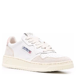 Low Top Sneakers Medalist with Beige Suede Details in White Leather Women