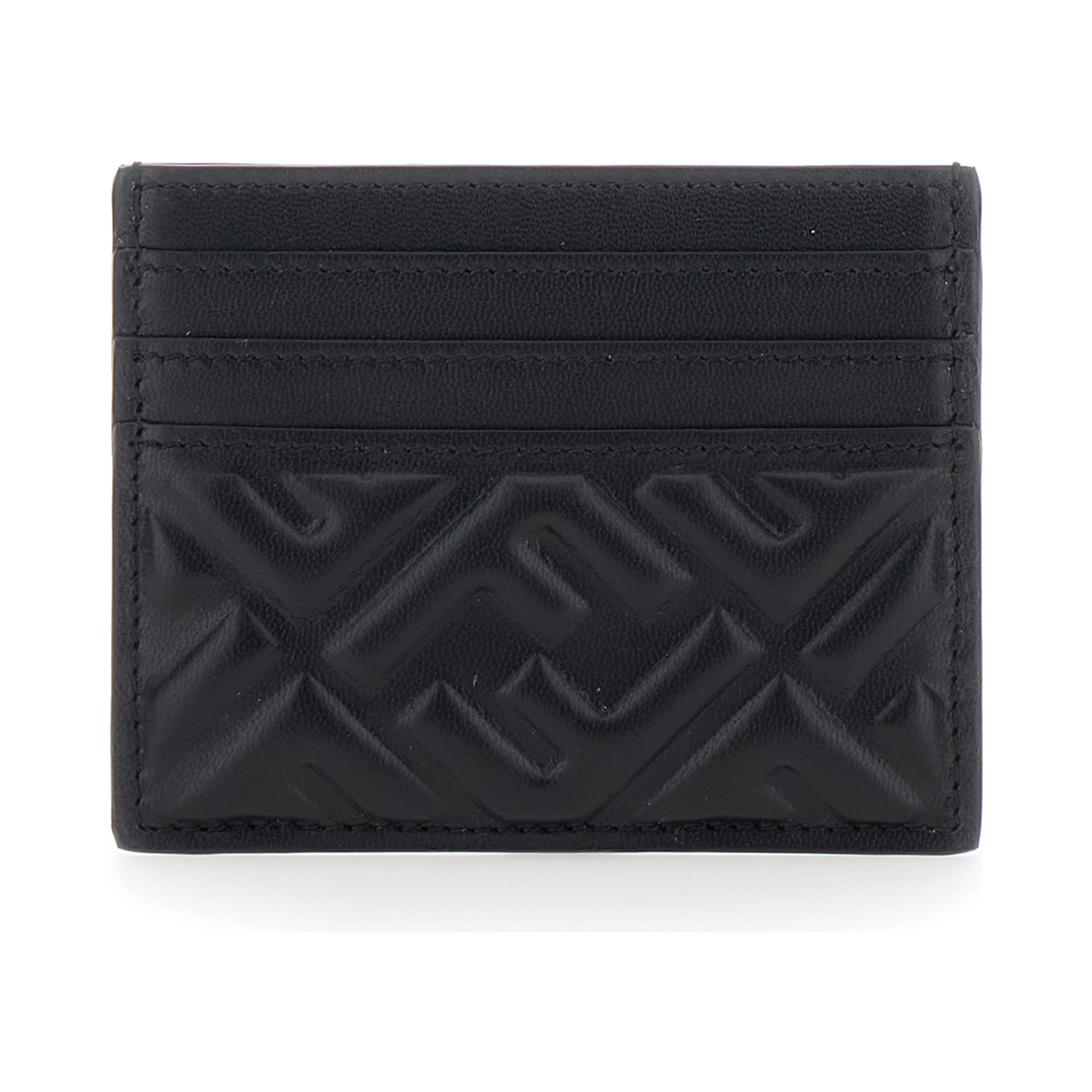 Card holder with FF Motif in Black Leather for Women