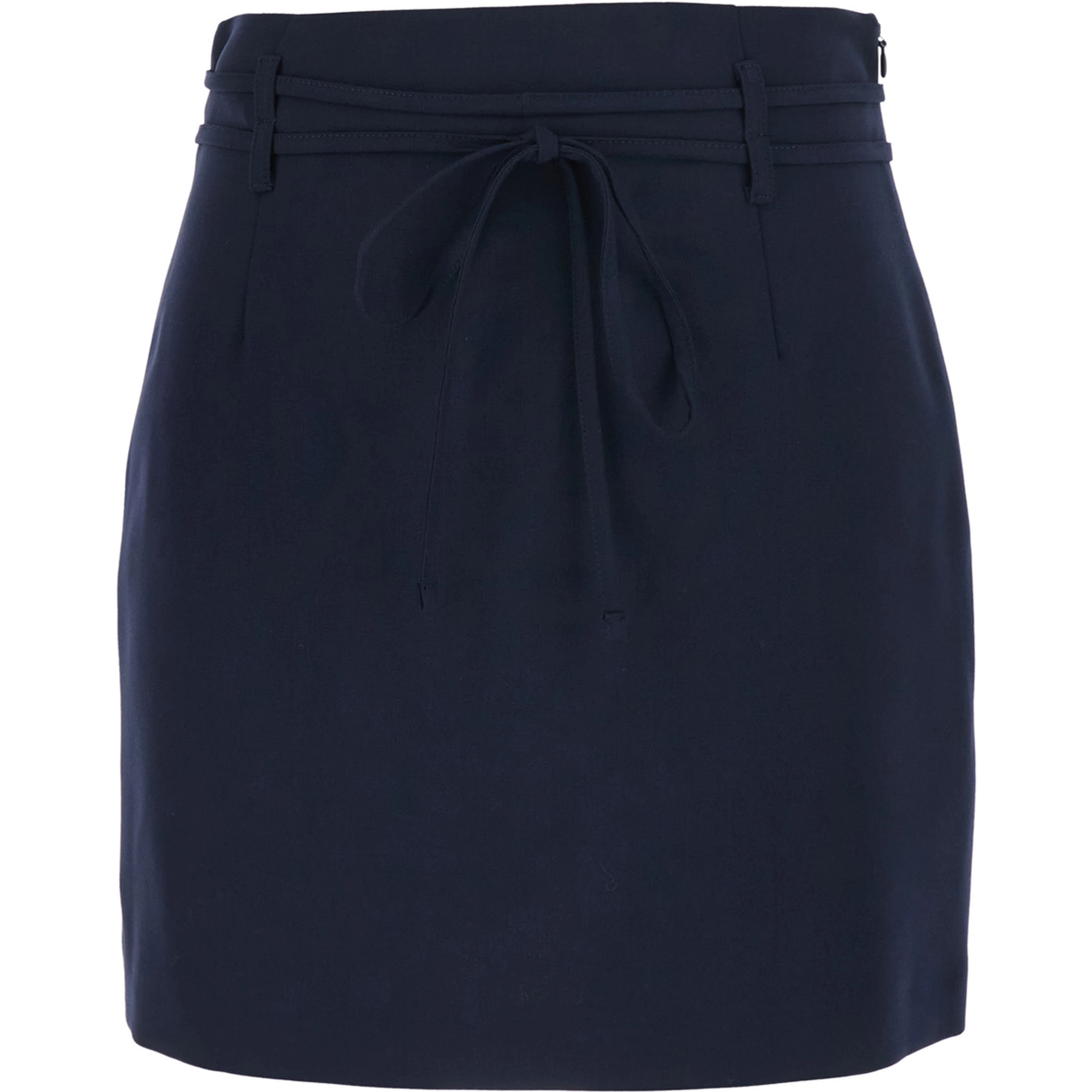 Blue Skirt with hidden zip closure on the side and bow on the front in stretch viscose blend women