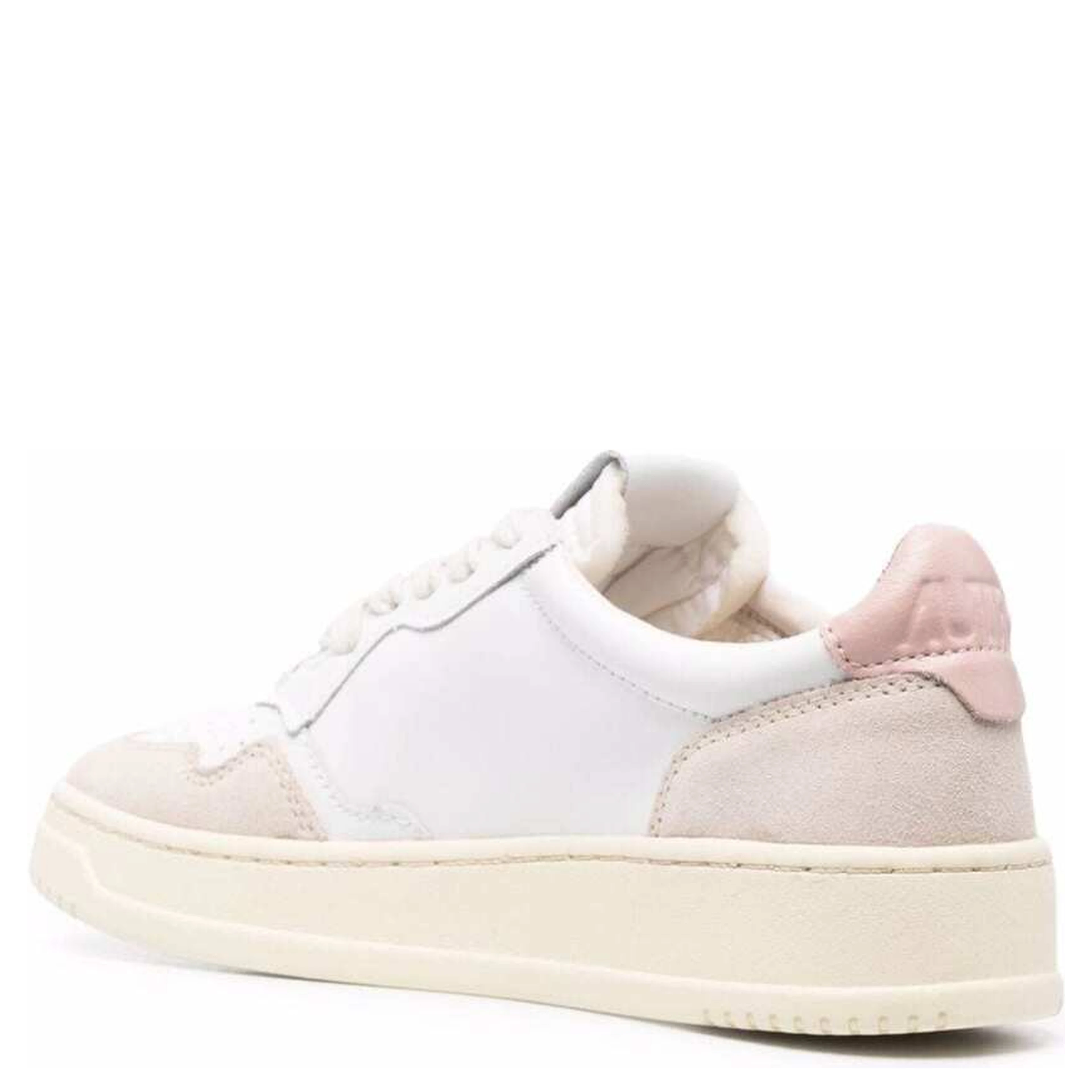 Low Top Sneakers Medalist with Beige Suede Details in White Leather Women