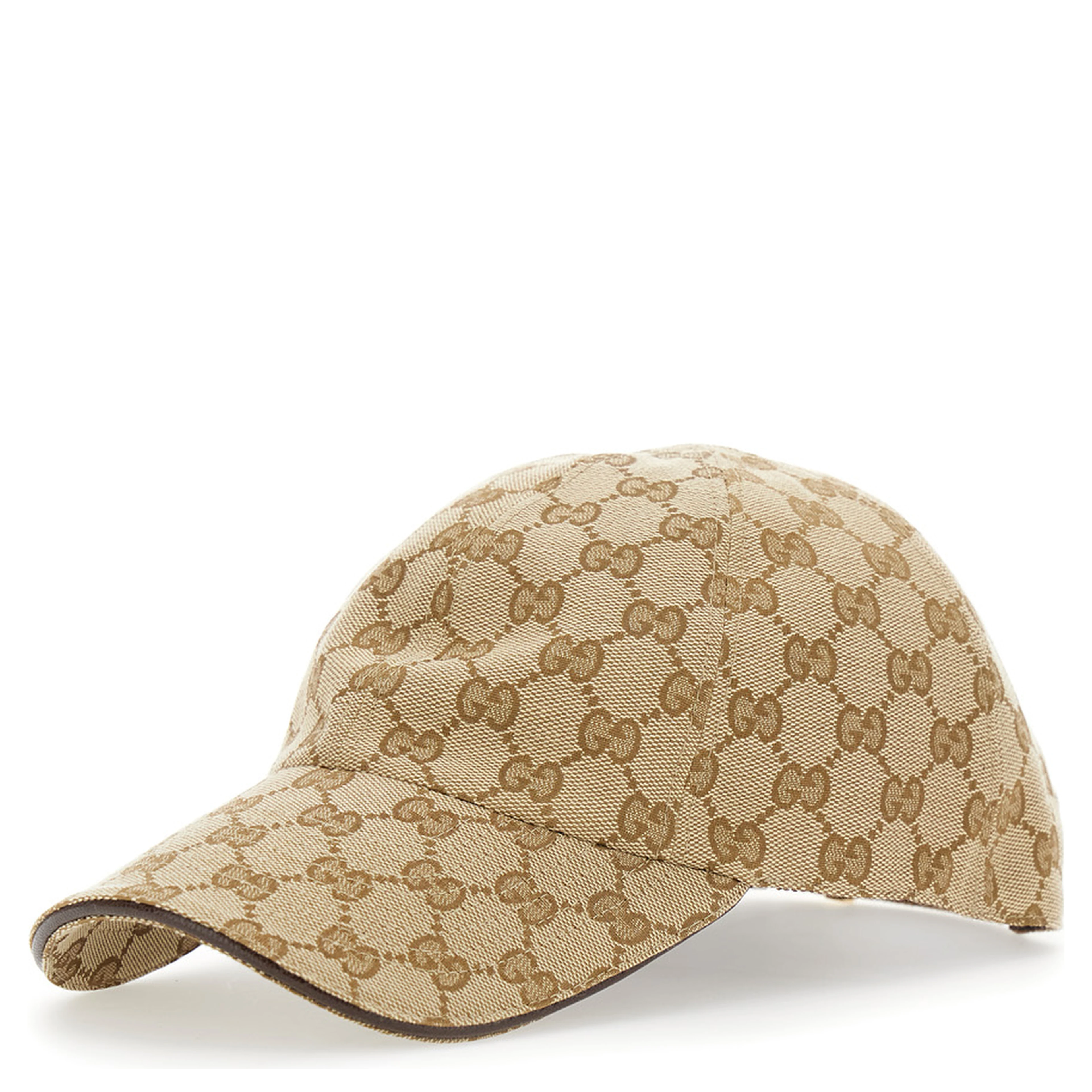 Beige hat with all-over GG motif in cotton for women