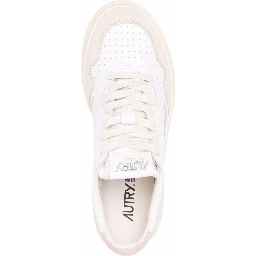 Low Top Sneakers Medalist with Beige Suede Details in White Leather Women