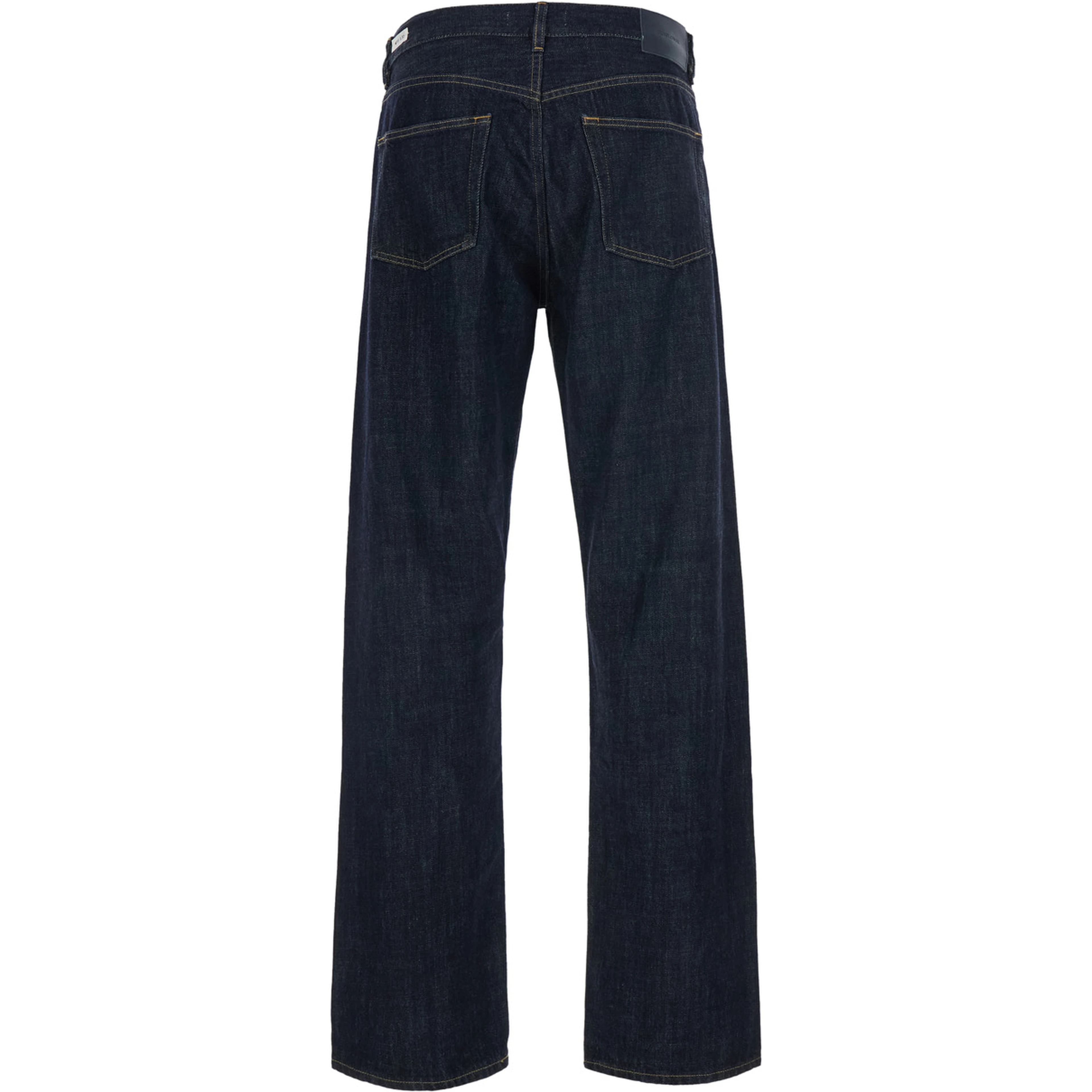 Dark Blue Five-Pocket Jeans with Logo Patch on the Back in Cotton Men