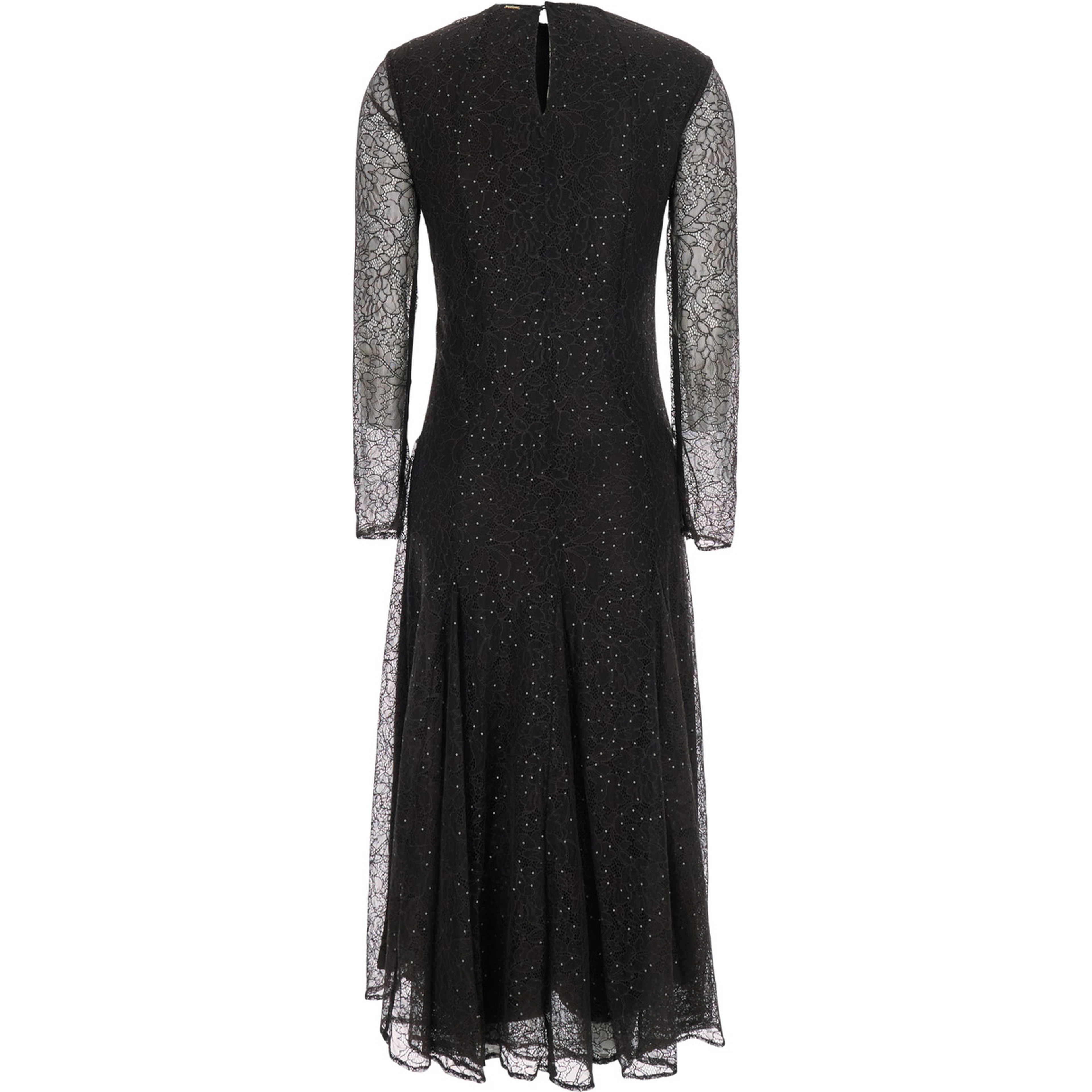 Brown Dress with V-neck and Long Sleeves in Tech Fabric for Women