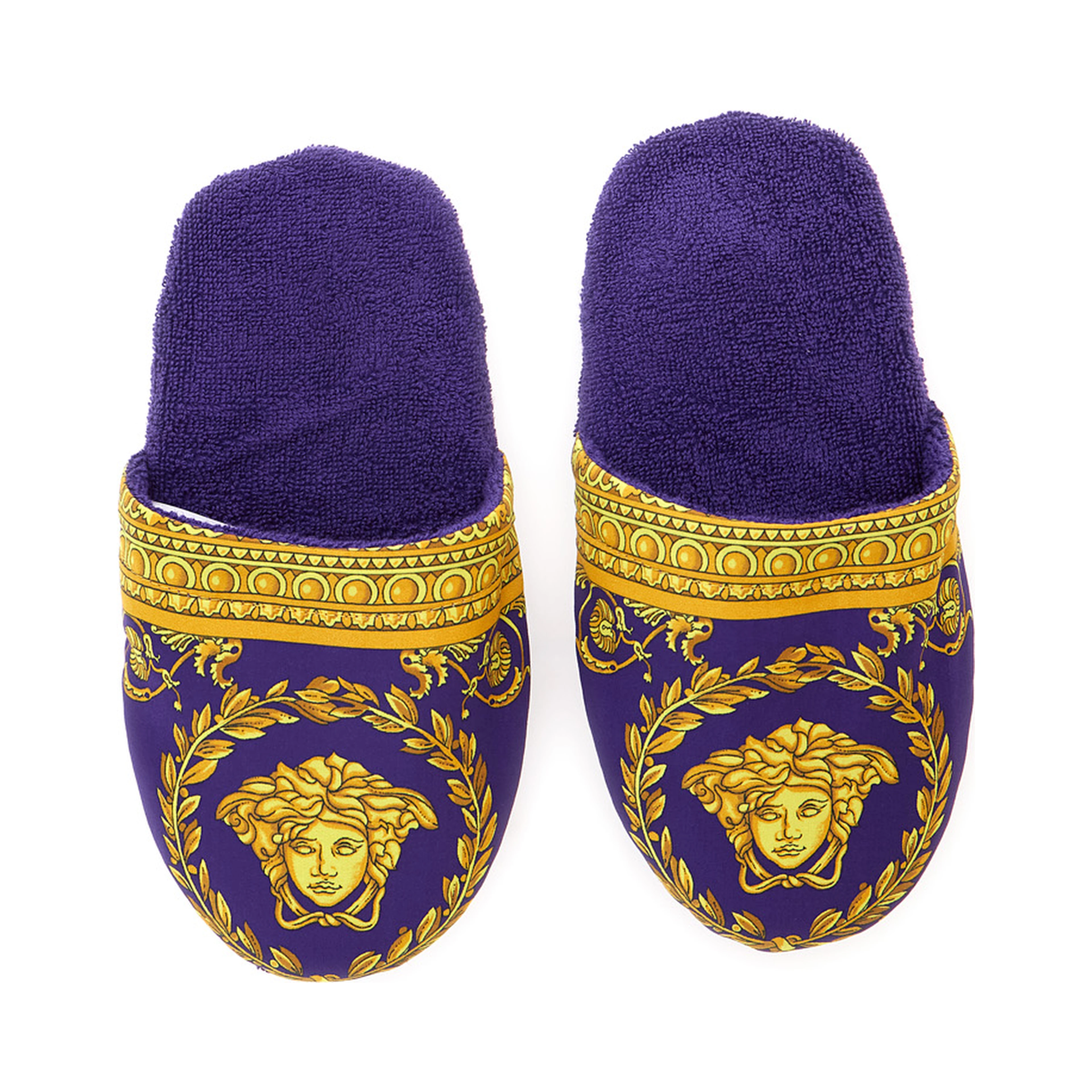 Purple Slippers with Baroque Print in Fabric home
