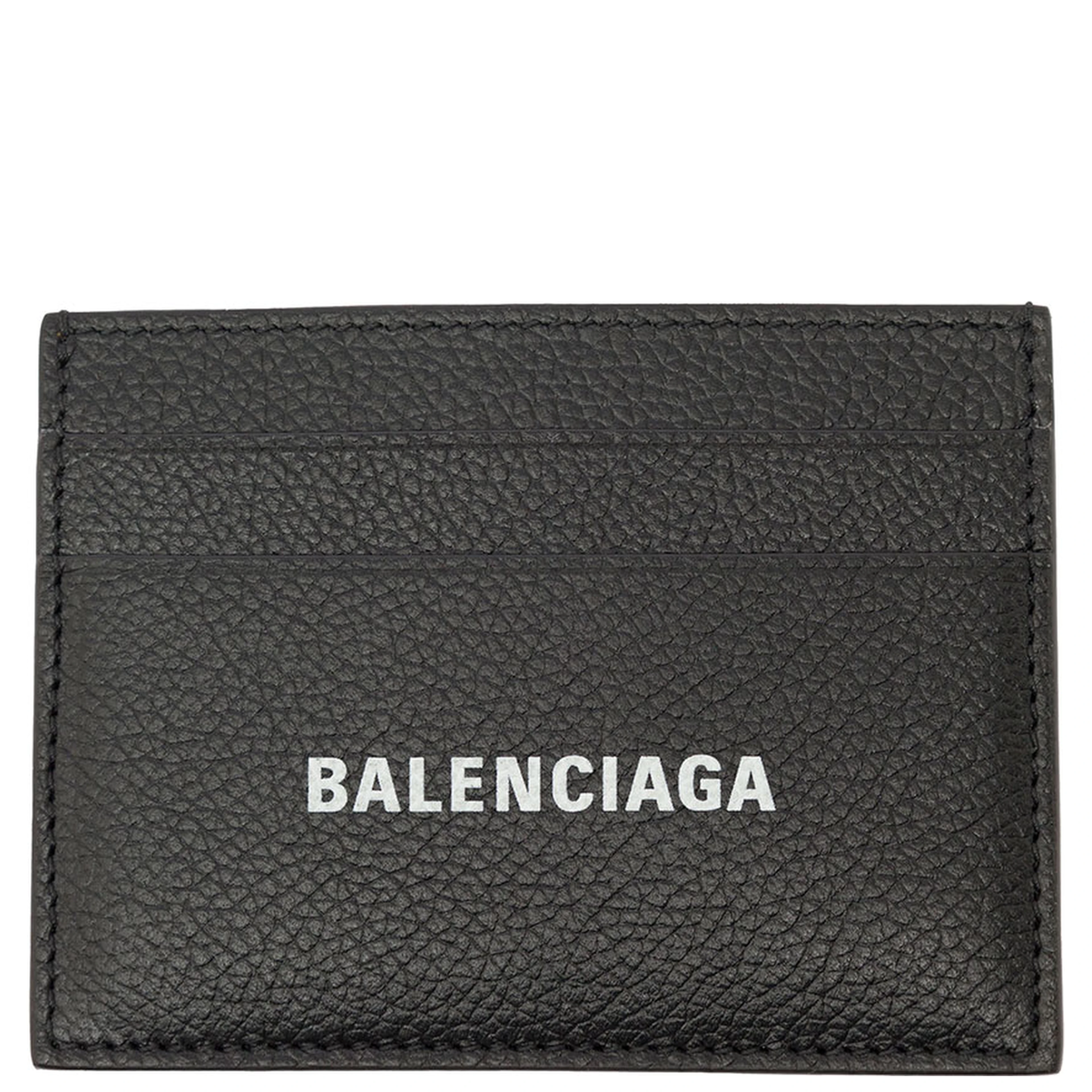 Cardholder with Contrasting Logo Lettering in Black Leather Men