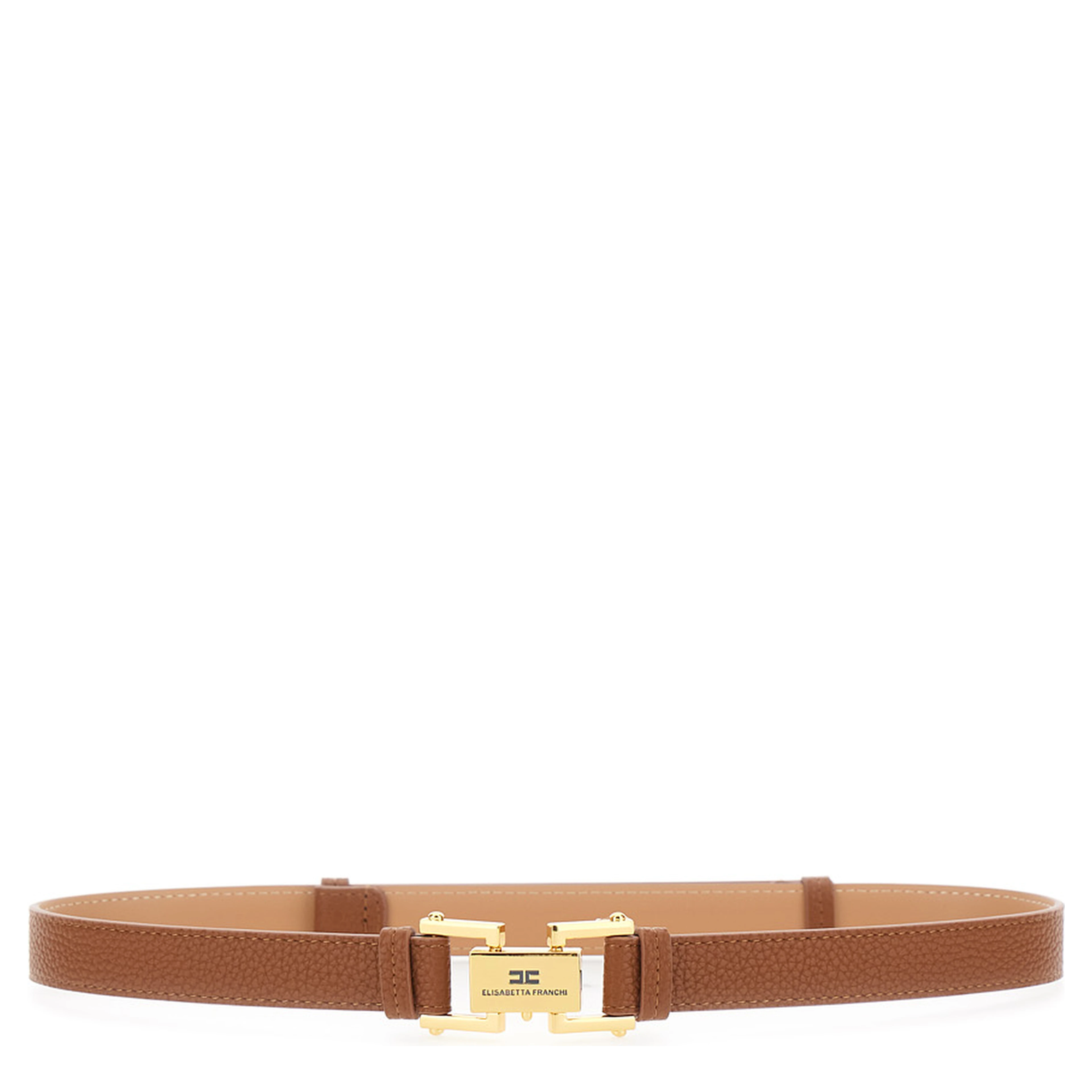 brown Belt with logo buckle in eco leather for women