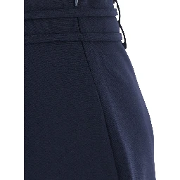 Blue Skirt with hidden zip closure on the side and bow on the front in stretch viscose blend women