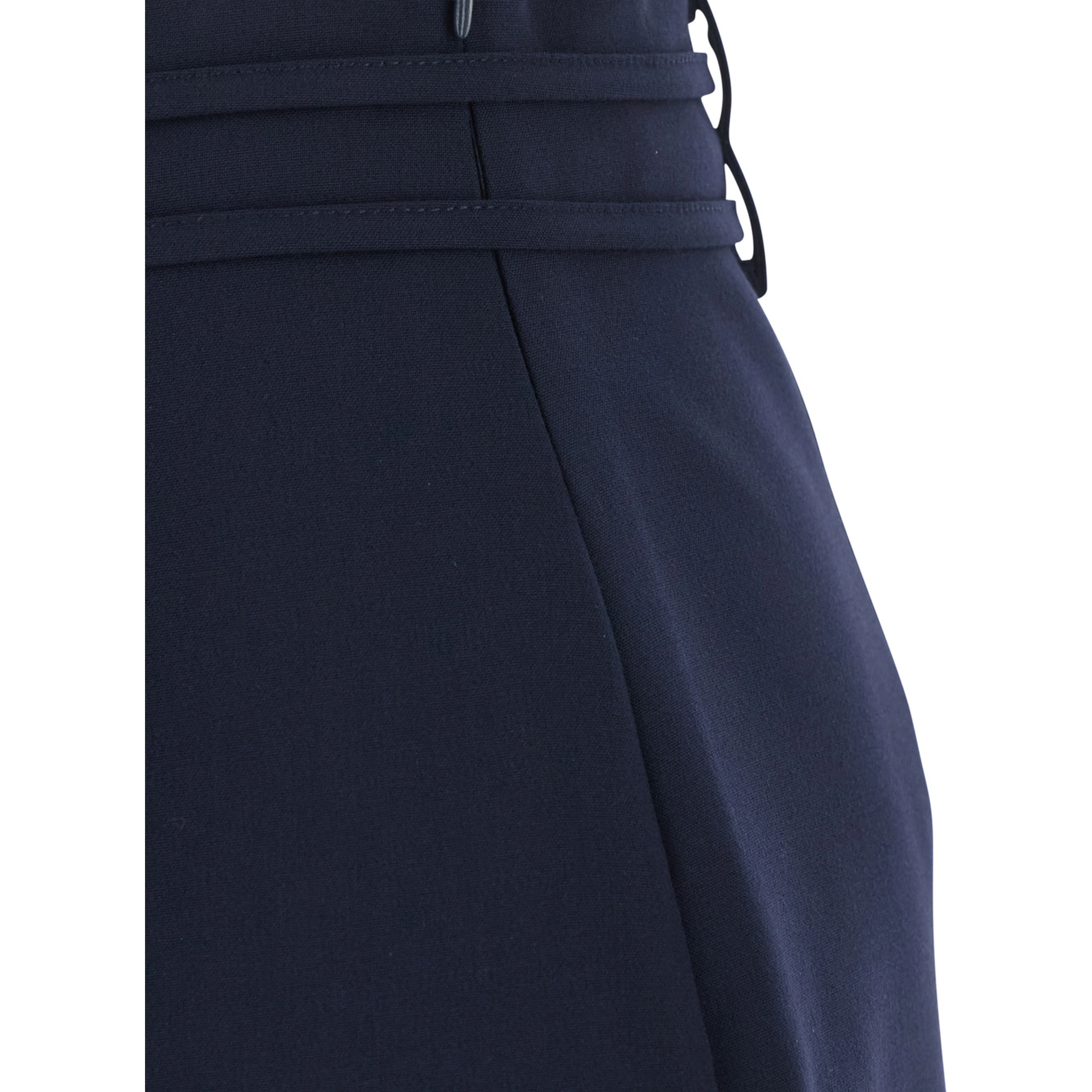 Blue Skirt with hidden zip closure on the side and bow on the front in stretch viscose blend women