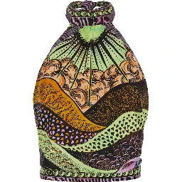 La Lune multicolor top with wrap collar and all-over print in silk for women