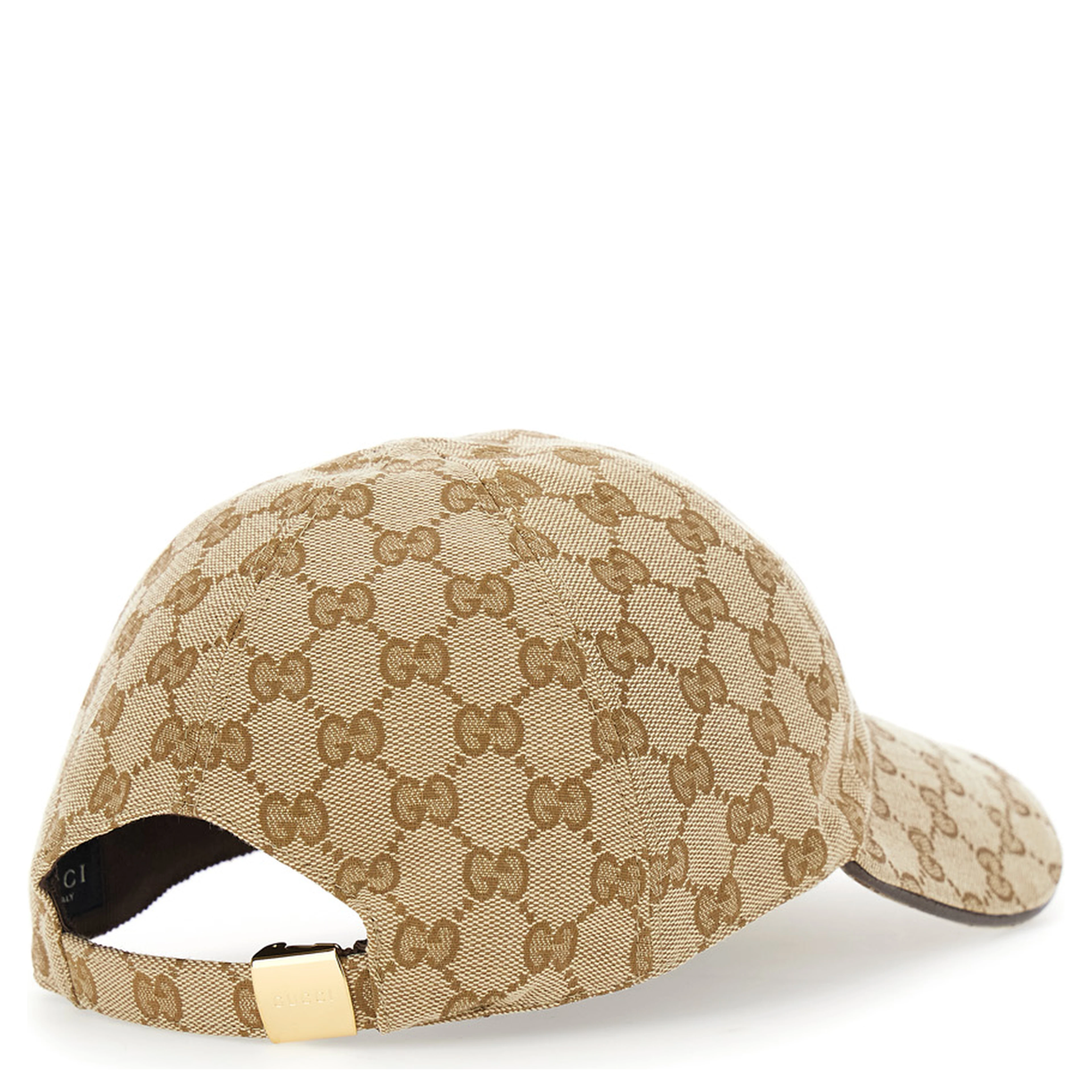 Beige hat with all-over GG motif in cotton for women