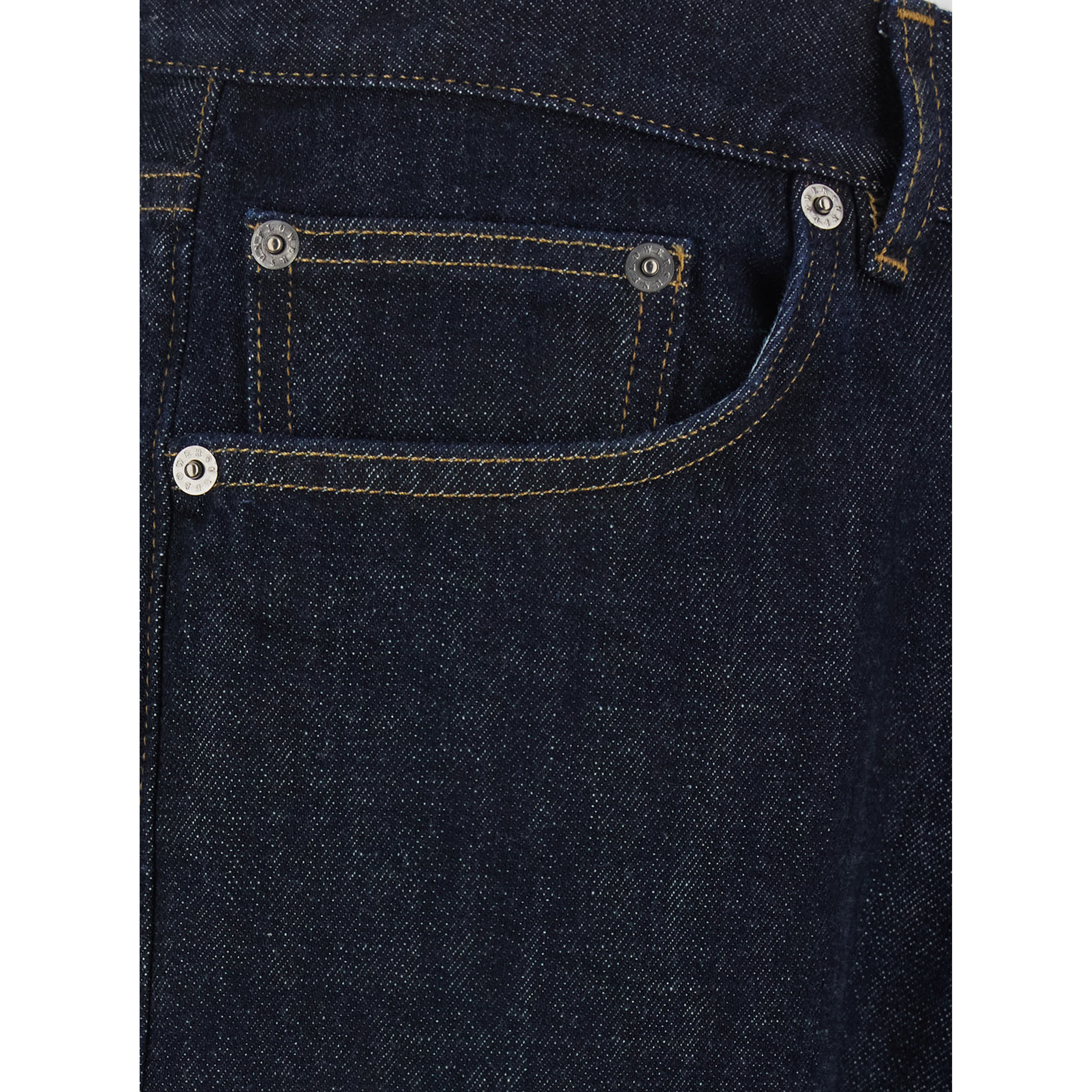 Dark Blue Five-Pocket Jeans with Logo Patch on the Back in Cotton Men