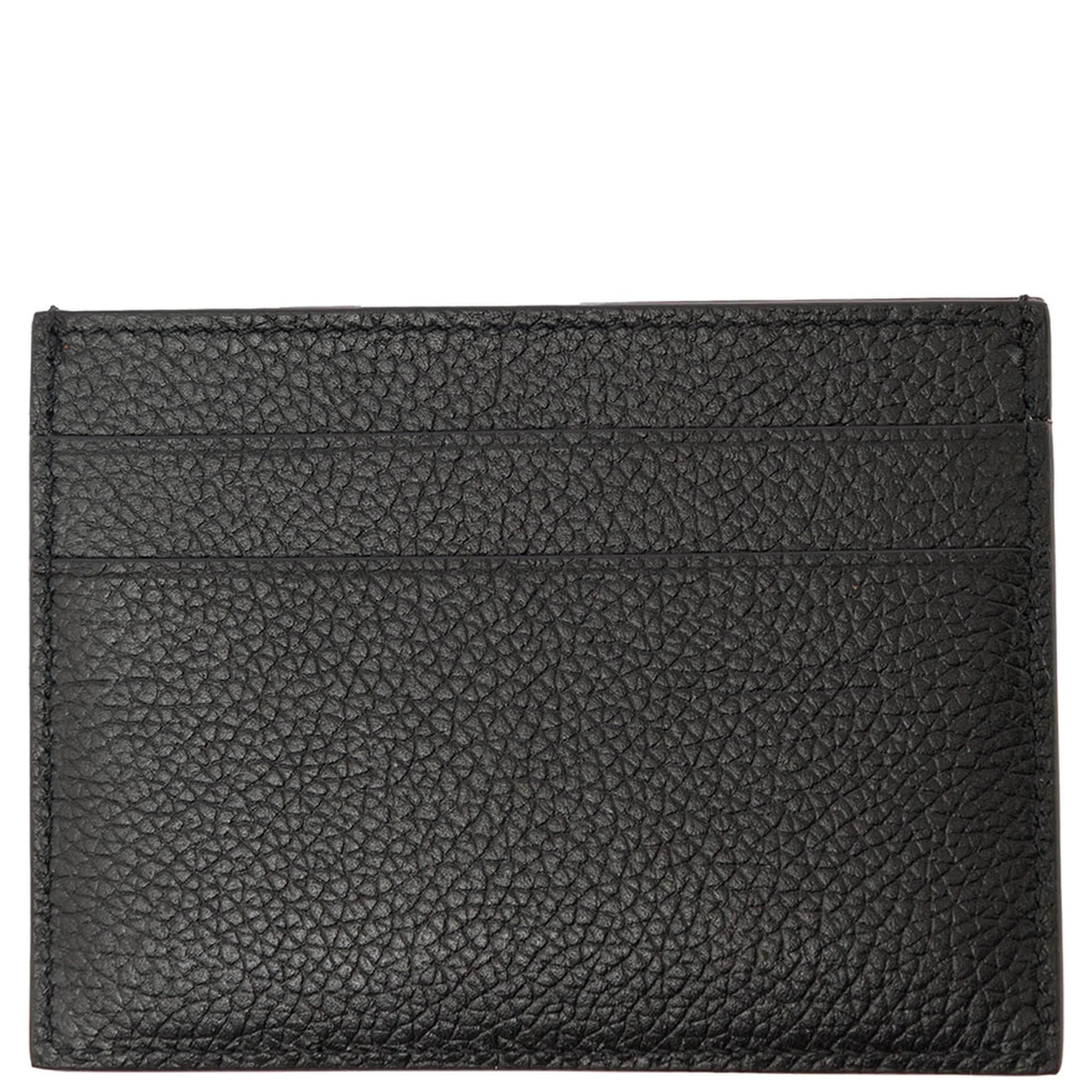 Cardholder with Contrasting Logo Lettering in Black Leather Men