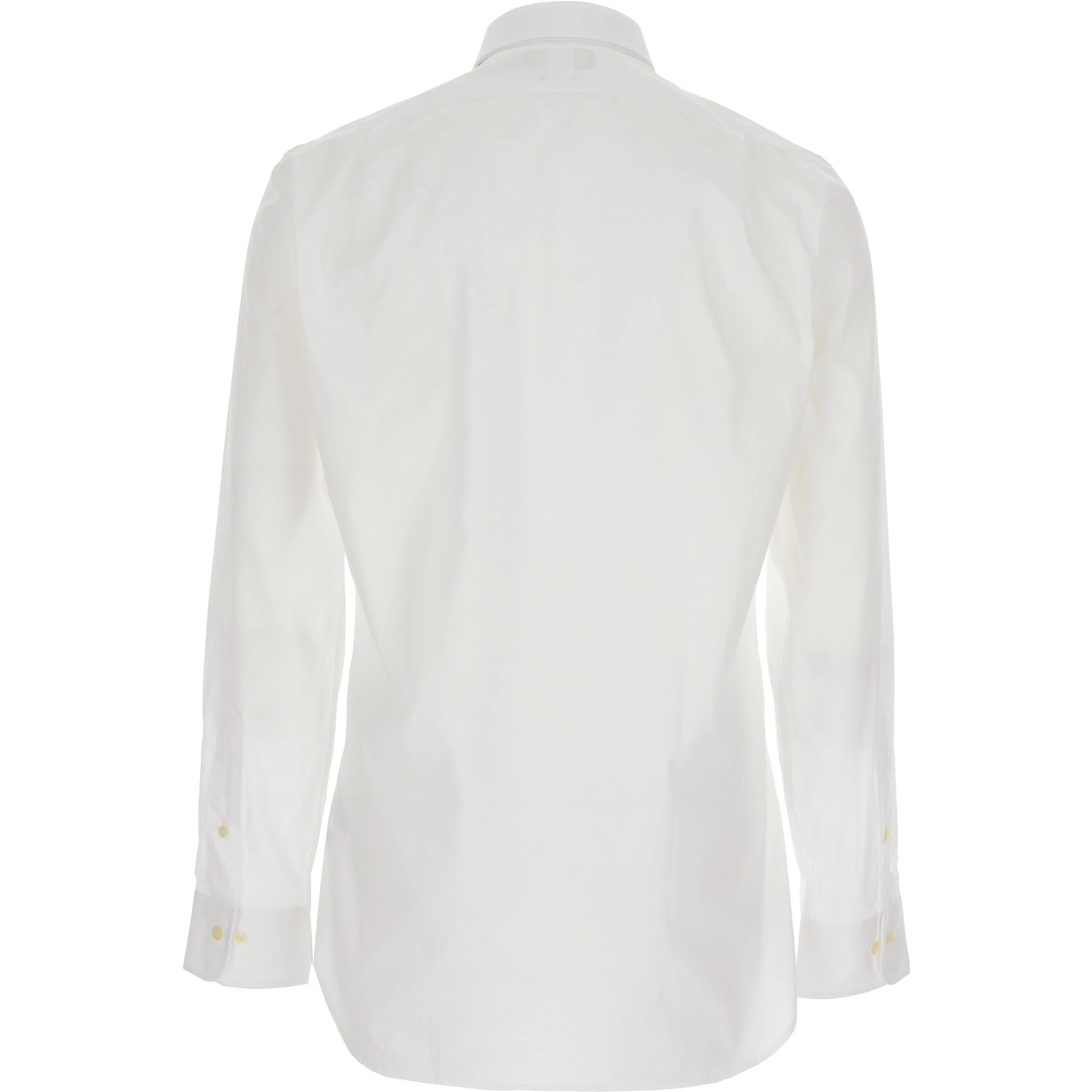 Shirt Slim Fit with Pointed Collar and Embroidery on the Front in White Cotton for Men