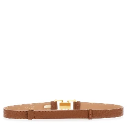 brown Belt with logo buckle in eco leather for women