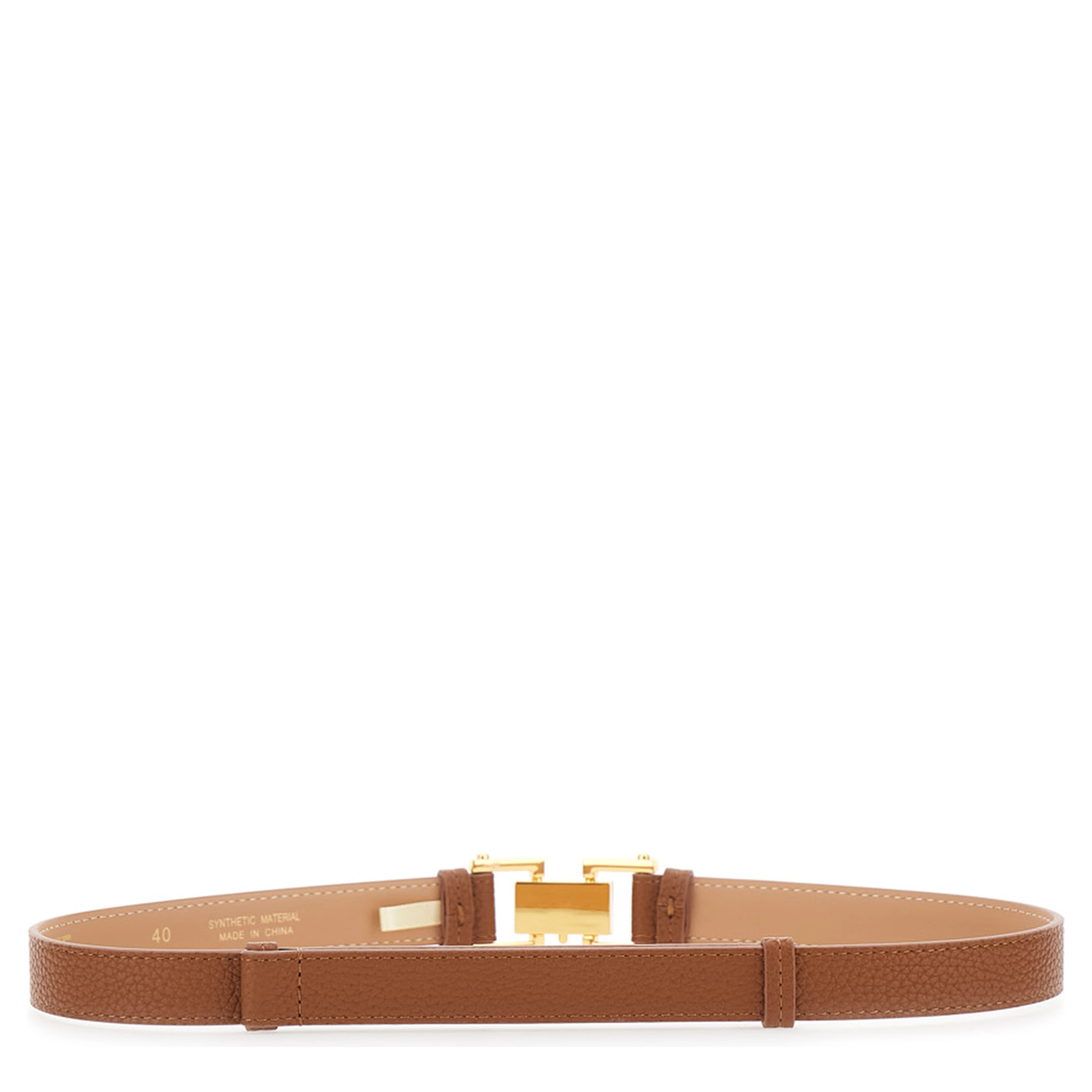 brown Belt with logo buckle in eco leather for women