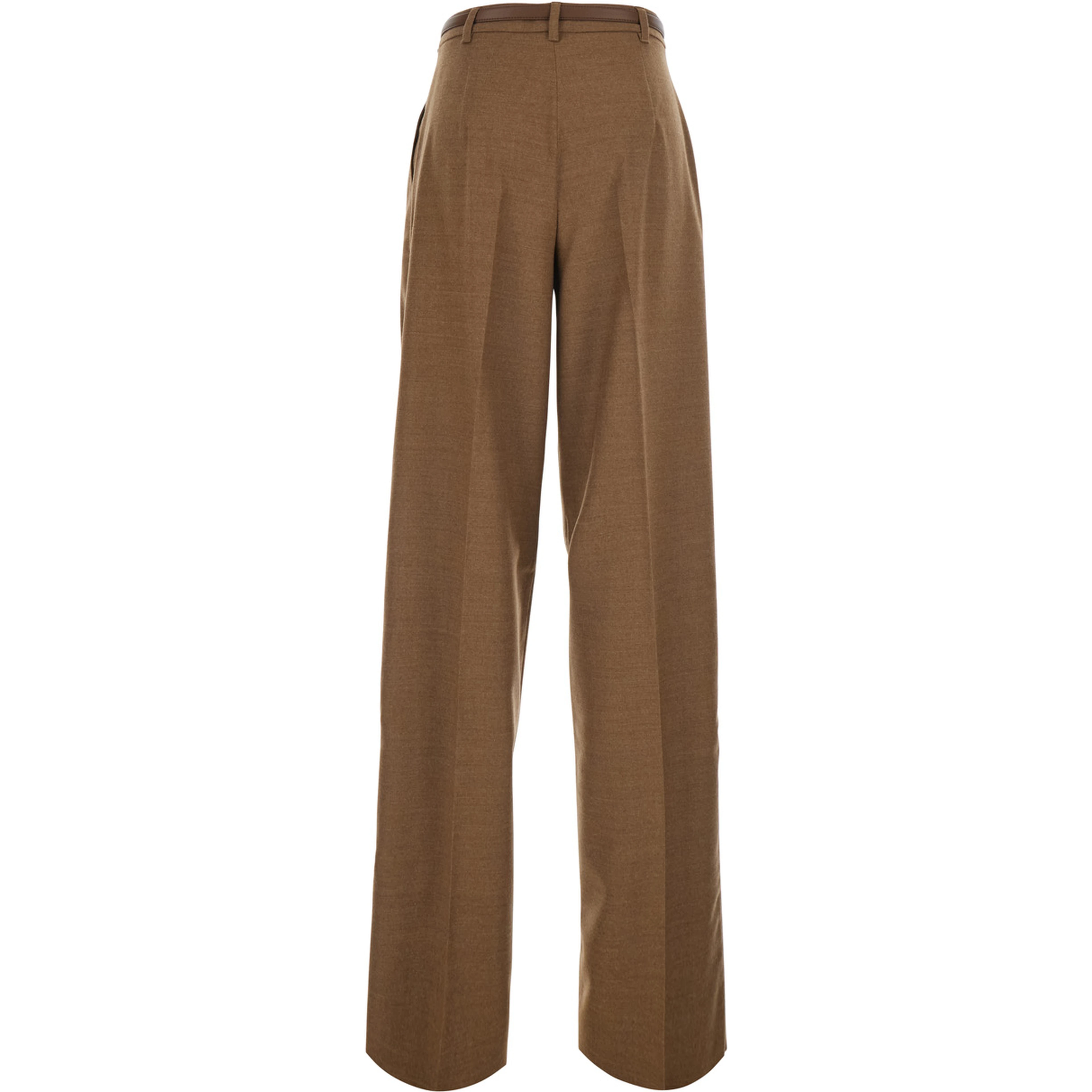 LAGO brown Trousers with waistband and front pleats in wool for women