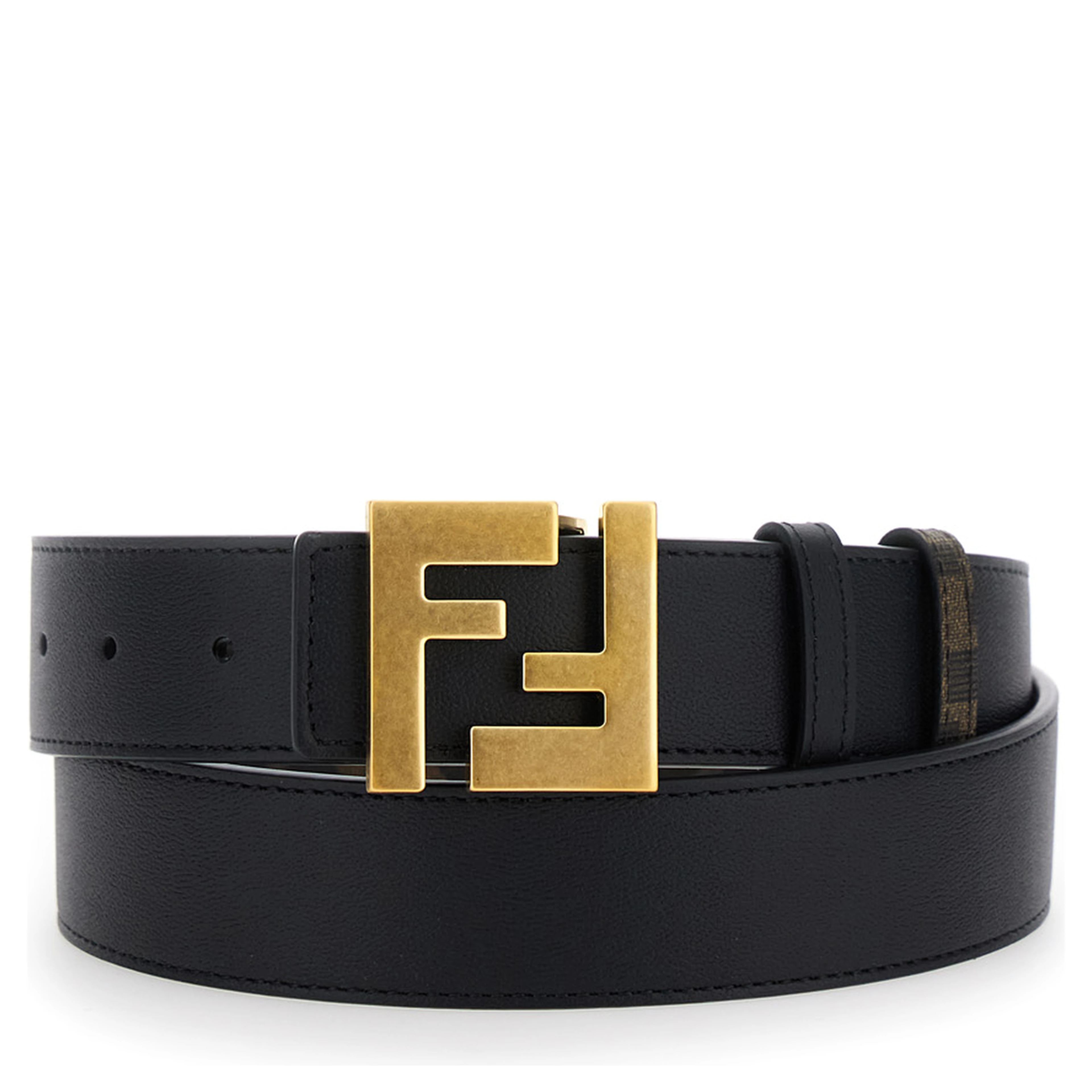 Reversible Belt with FF Buckle in Brown Leather for Men