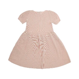 Pink Round neck dress with short sleeves and ribbed knit in cotton girl