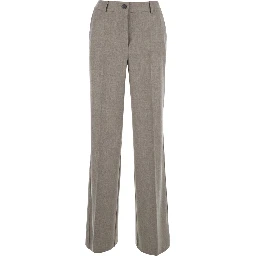 Beige Pants with Belt Loops in Blend Wool for Women