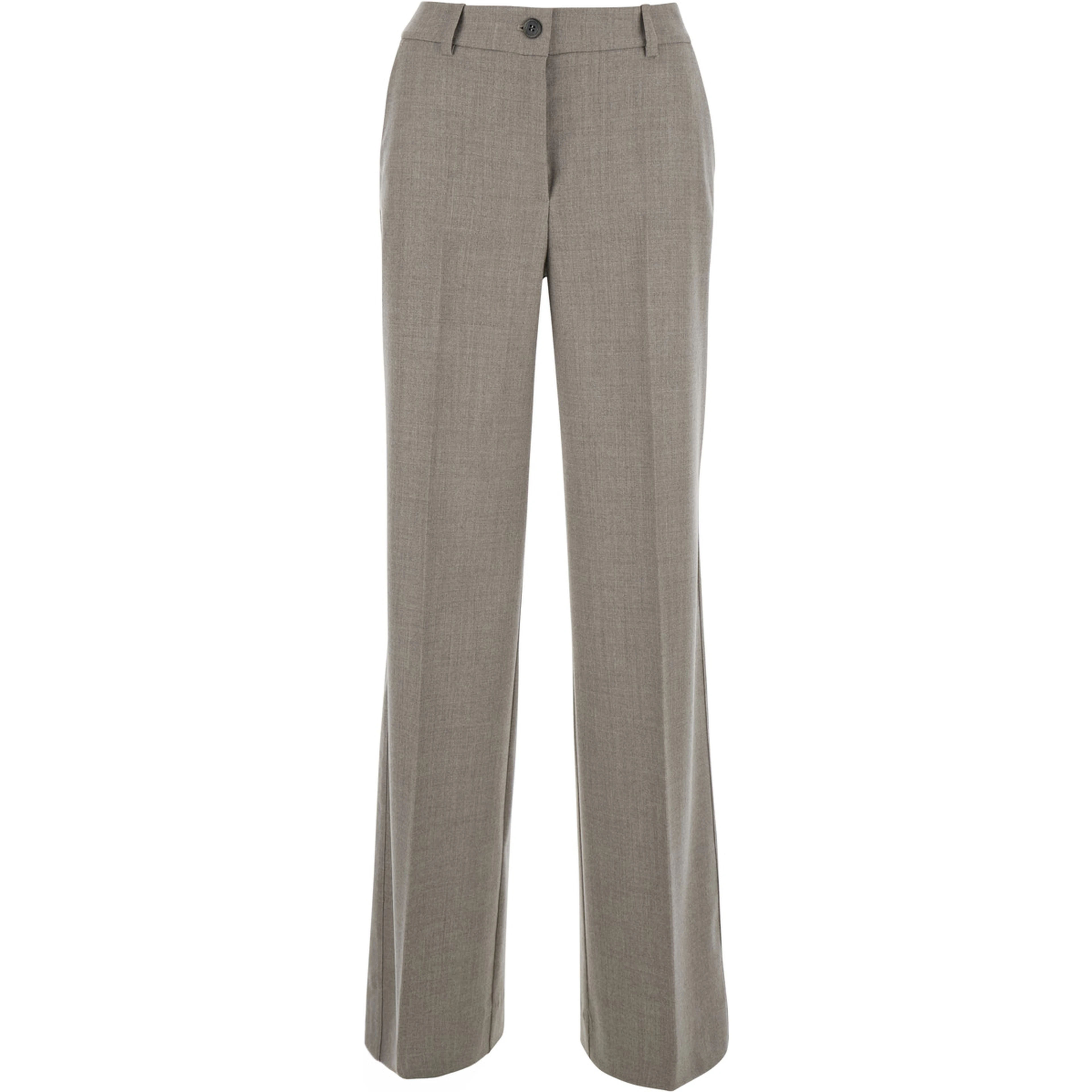 Beige Pants with Belt Loops in Blend Wool for Women