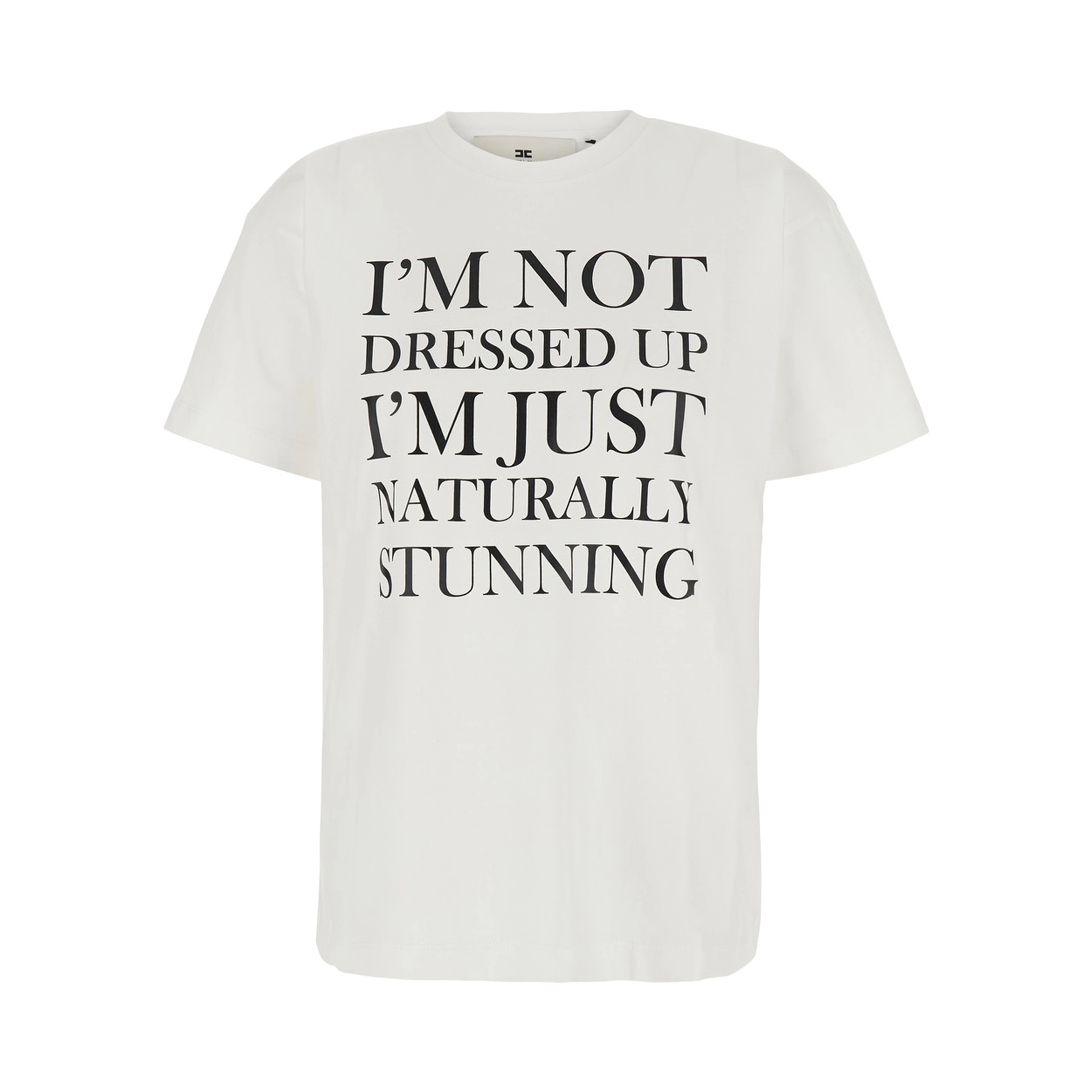 White T-Shirt with Maxi Print on the Front in Cotton for Women