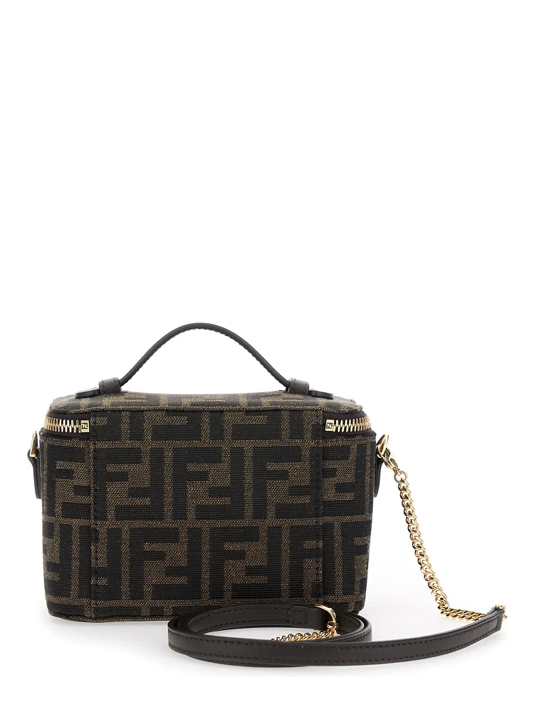 Handbag Vanity Bag with FF Motif in Relief in Brown Fabric Women alternative