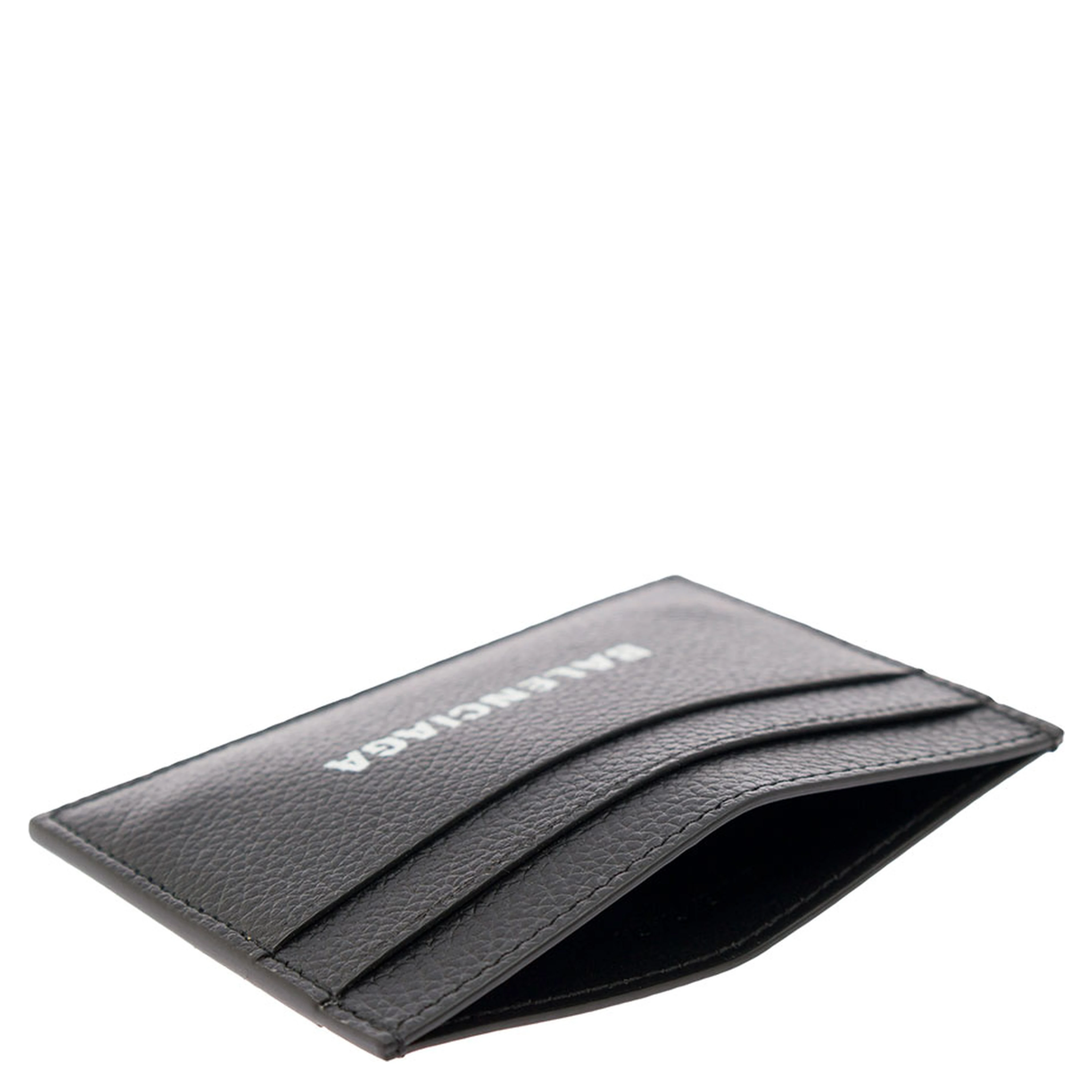 Cardholder with Contrasting Logo Lettering in Black Leather Men