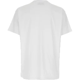 Crew Neck T-Shirt with Orb Logo Detail on the Front in White Cotton for Women