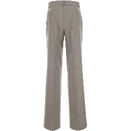Beige Pants with Belt Loops in Blend Wool for Women