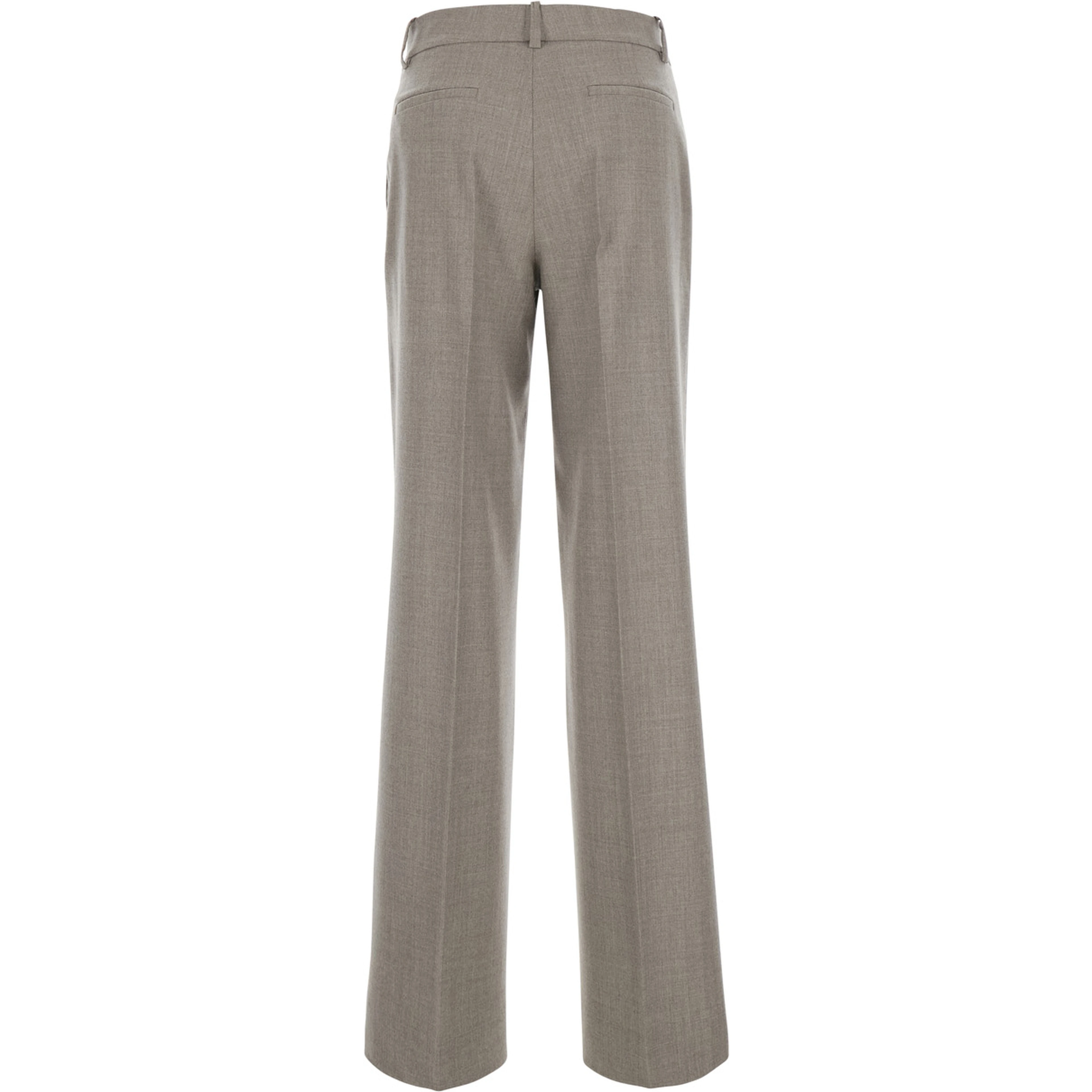Beige Pants with Belt Loops in Blend Wool for Women